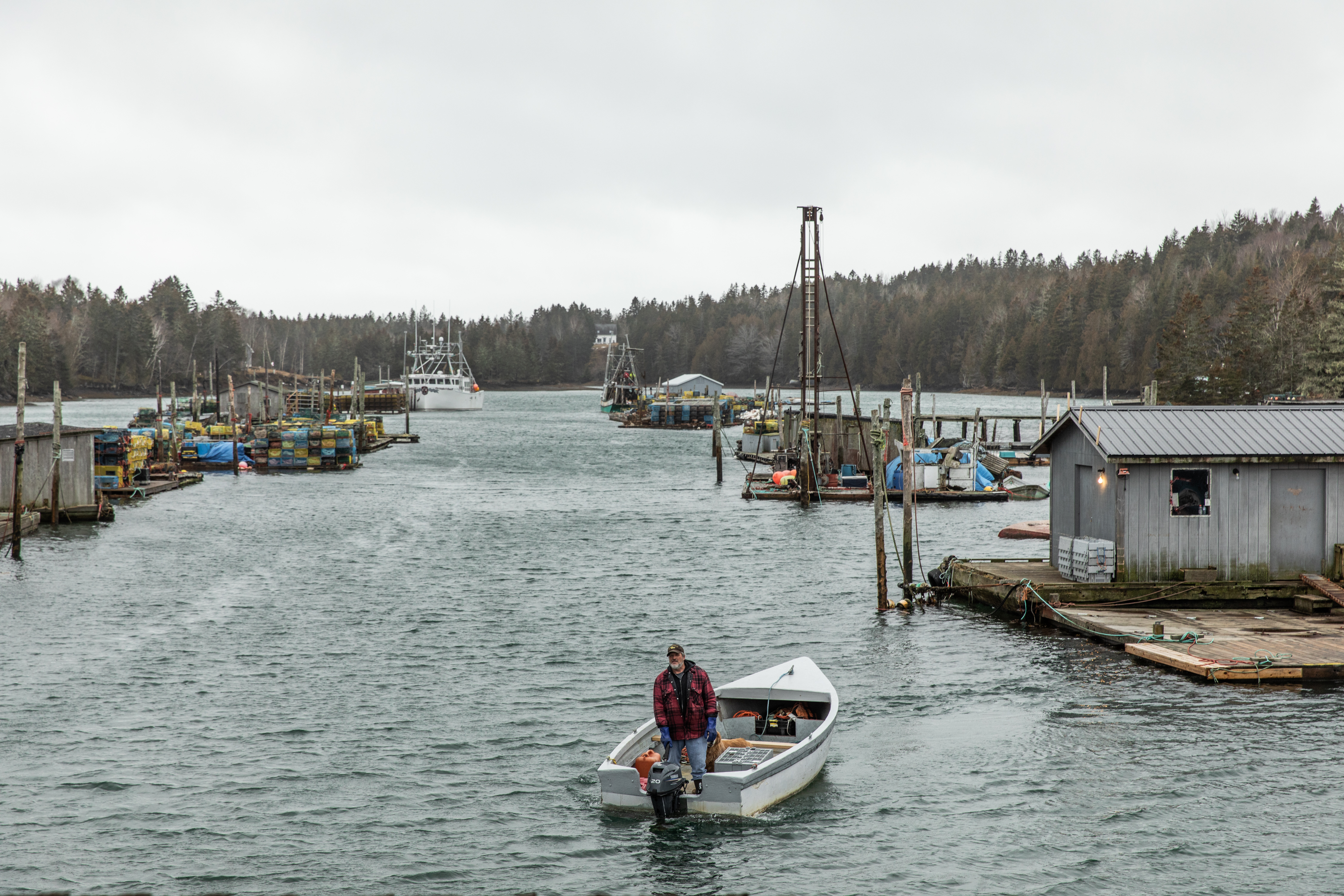 A Campobello Island fisherman navigated the harbor. For nine months each year, mail from mainland Canada must first pass through Calais, Maine, before being delivered to residents. US inspection of the mail has angered many on the island.