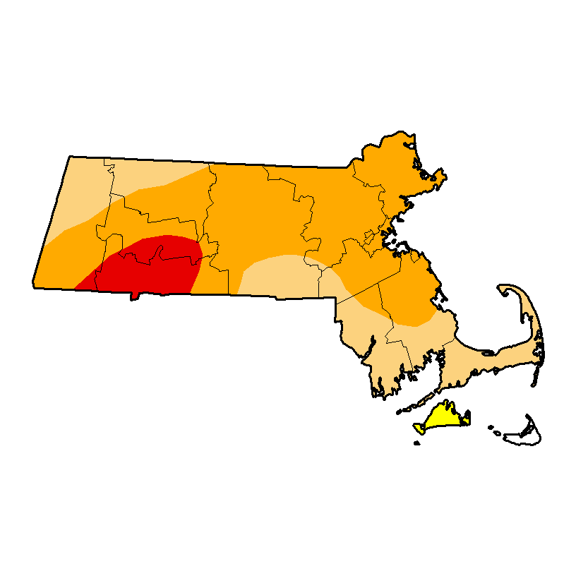 Darker colors indicate more severe drought status.