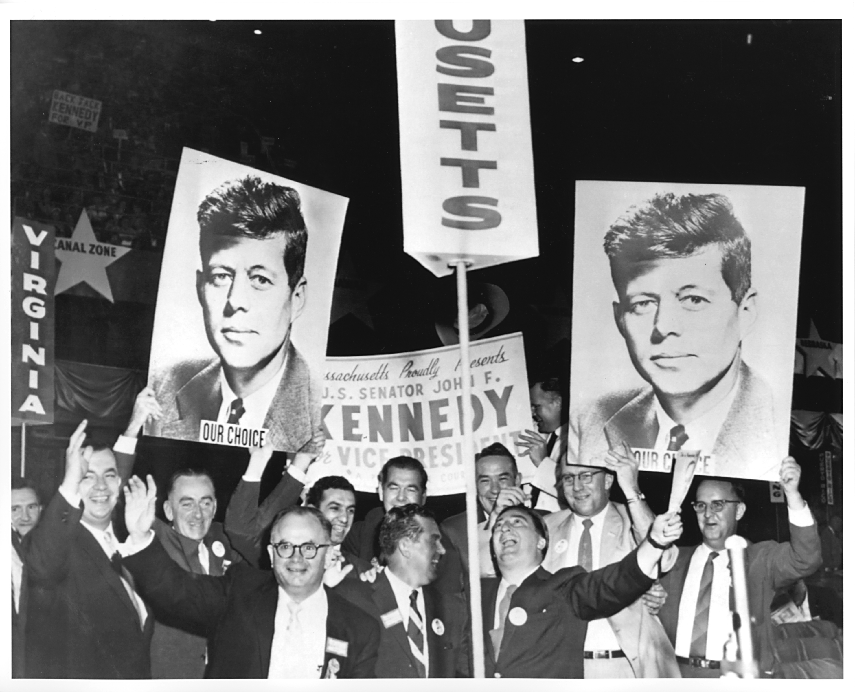 The Massachusetts delegation on the floor of the Democratic Convention in Chicago in 1956.