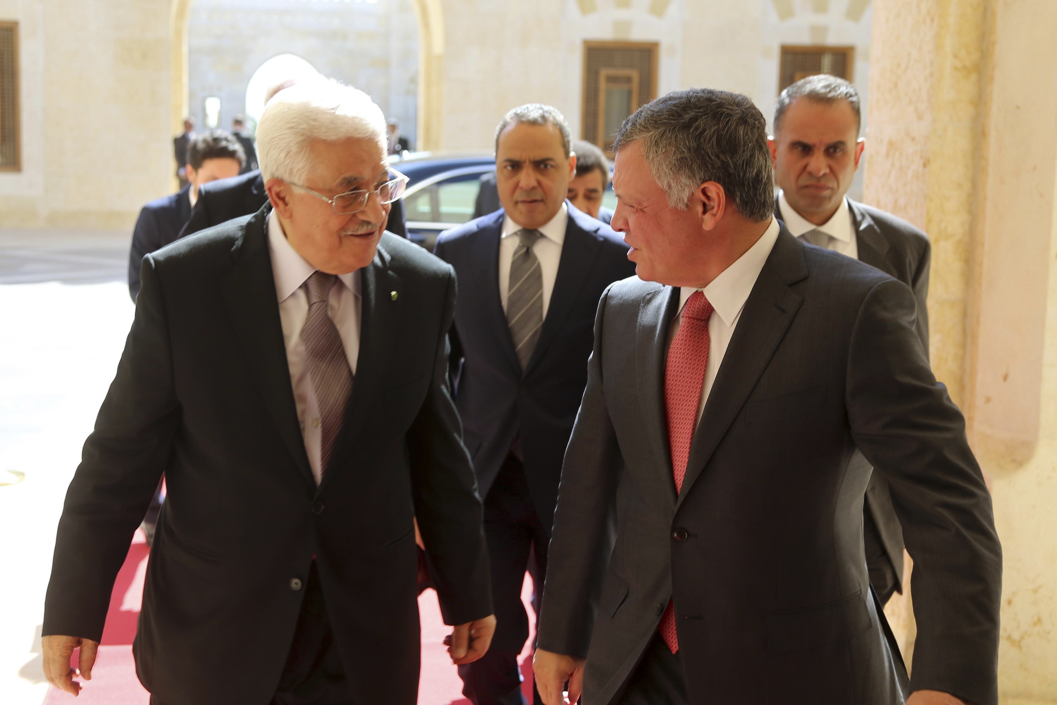 Palestinian President Mahmoud Abbas (left) met with Jordan’s King Abdullah on Thursday.