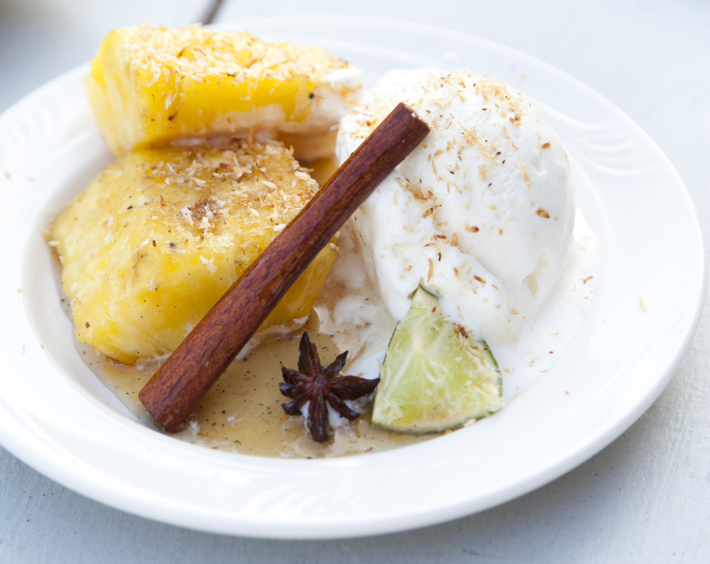 “I use Mount Gay Rum in this recipe and coconut ice cream from Christina’s in Cambridge.”