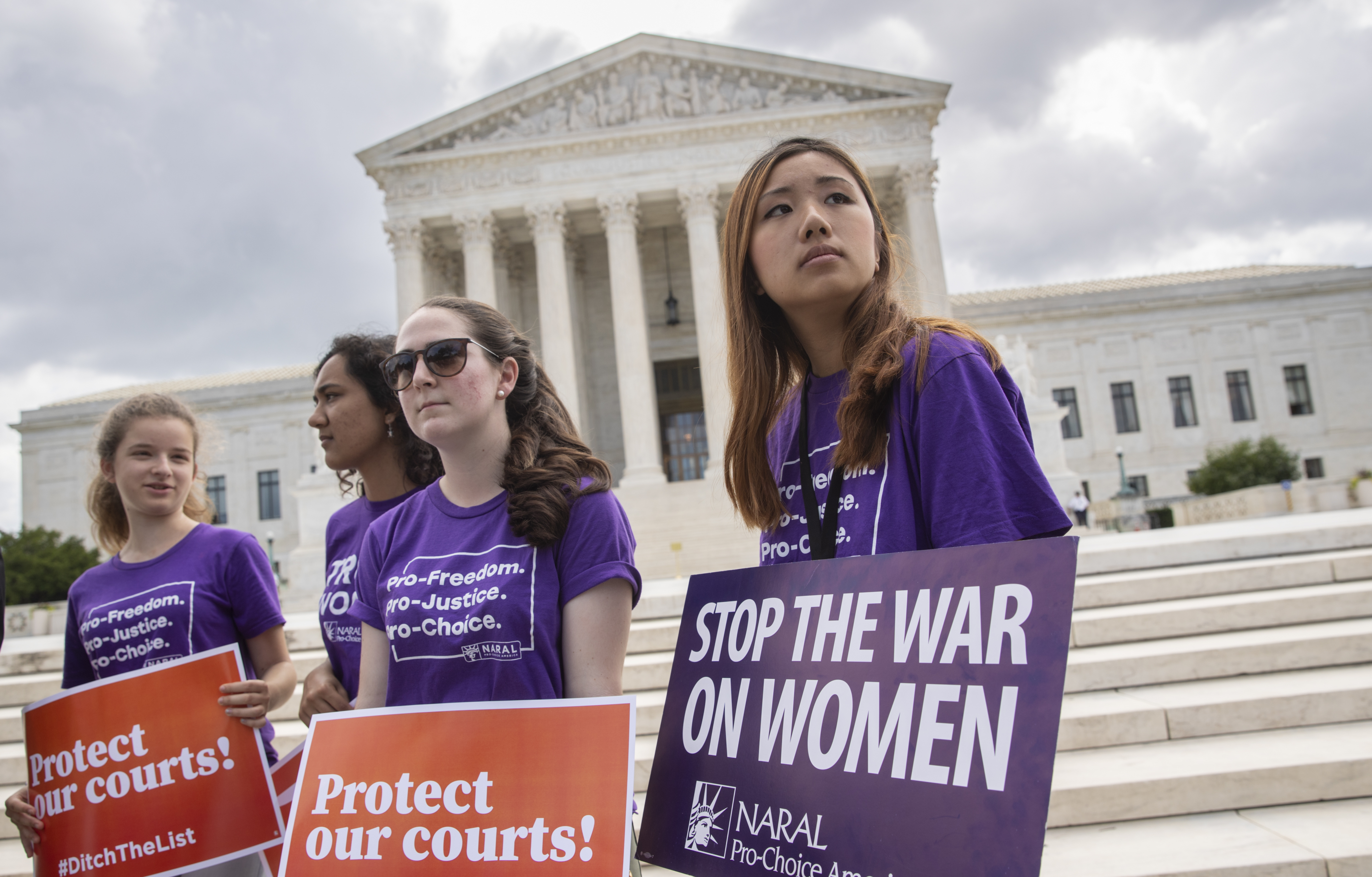 Young activists demonstrated at the Supreme Court as President Trump prepared to choose a replacement for Justice Anthony Kennedy, on Capitol Hill in Washington on Thursday.