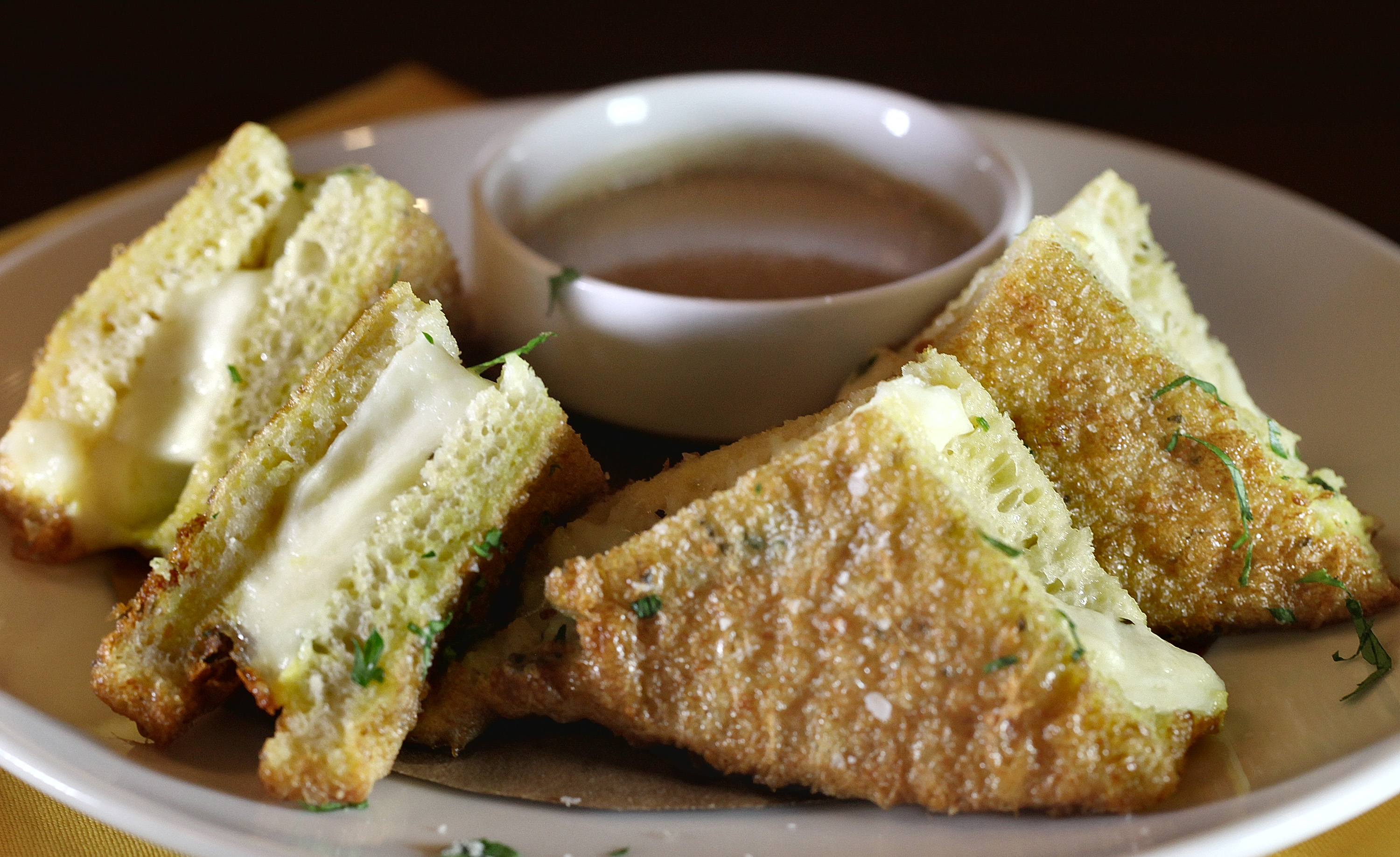 Grilled mozzarella sandwiches.