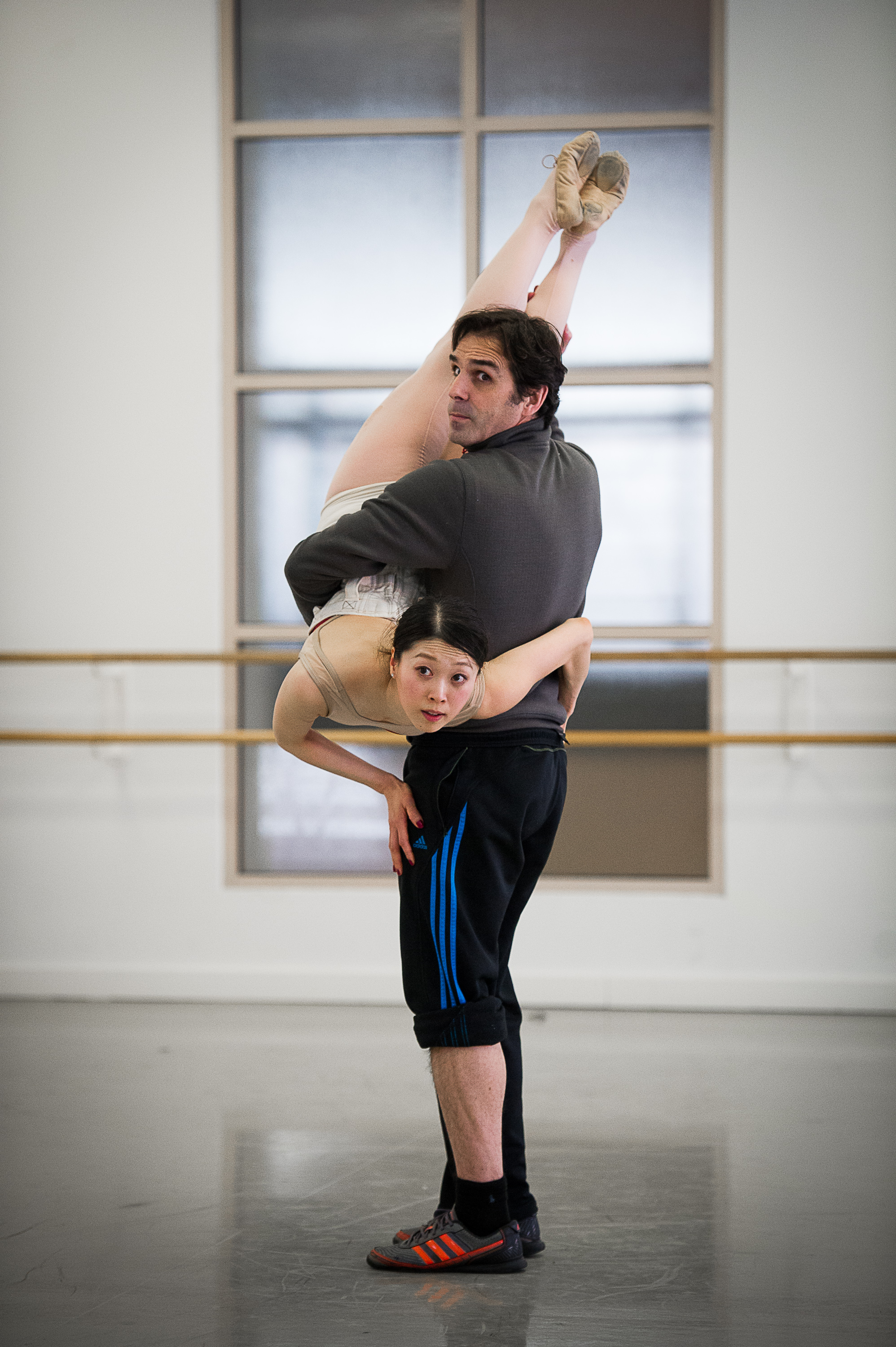 Choreographer Yury Yanowsky in rehearsal with Misa Kuranga for “Smoke and Mirrors.”