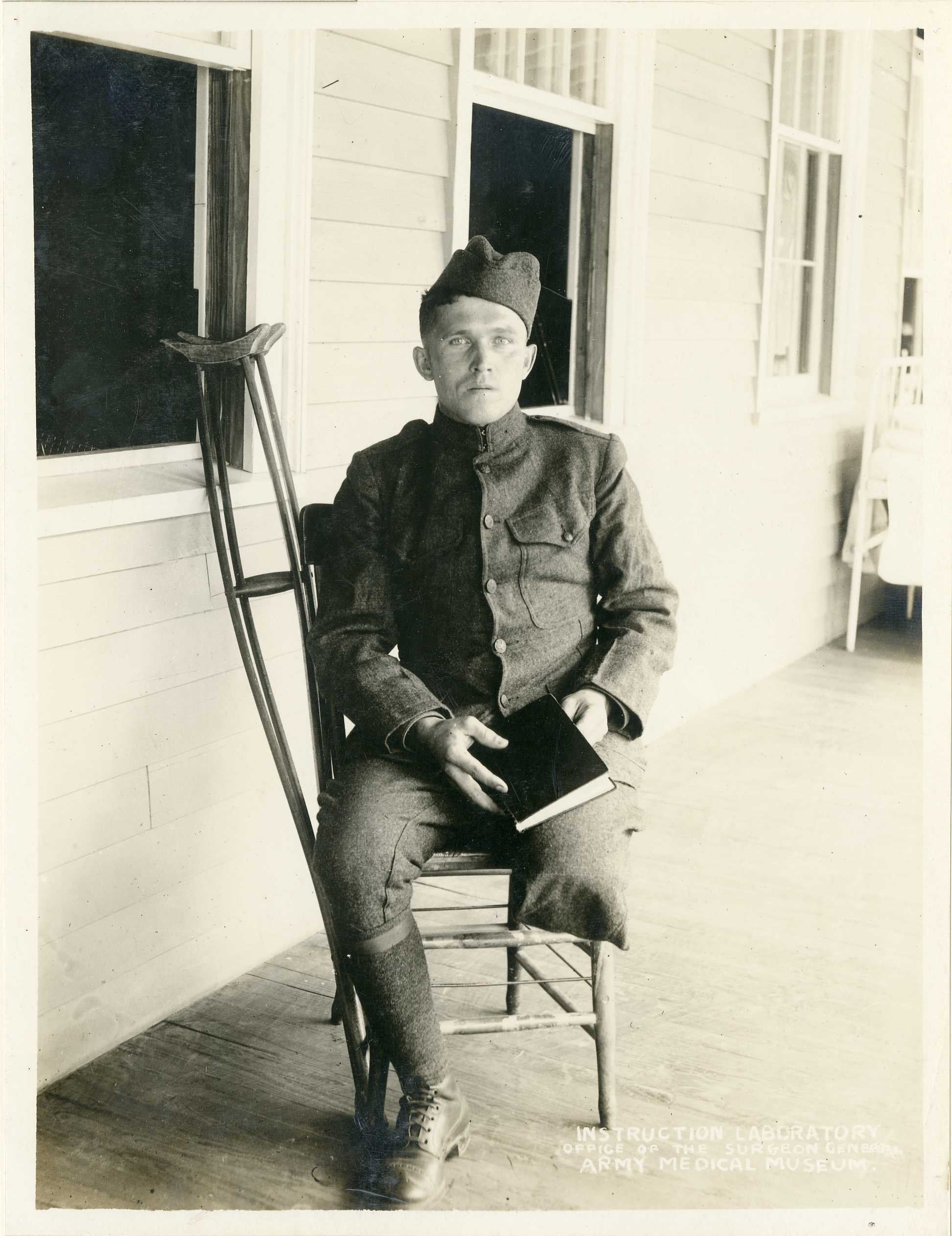 The VA grew from efforts to help rehabilitate WWI soldiers, like the private seen here.