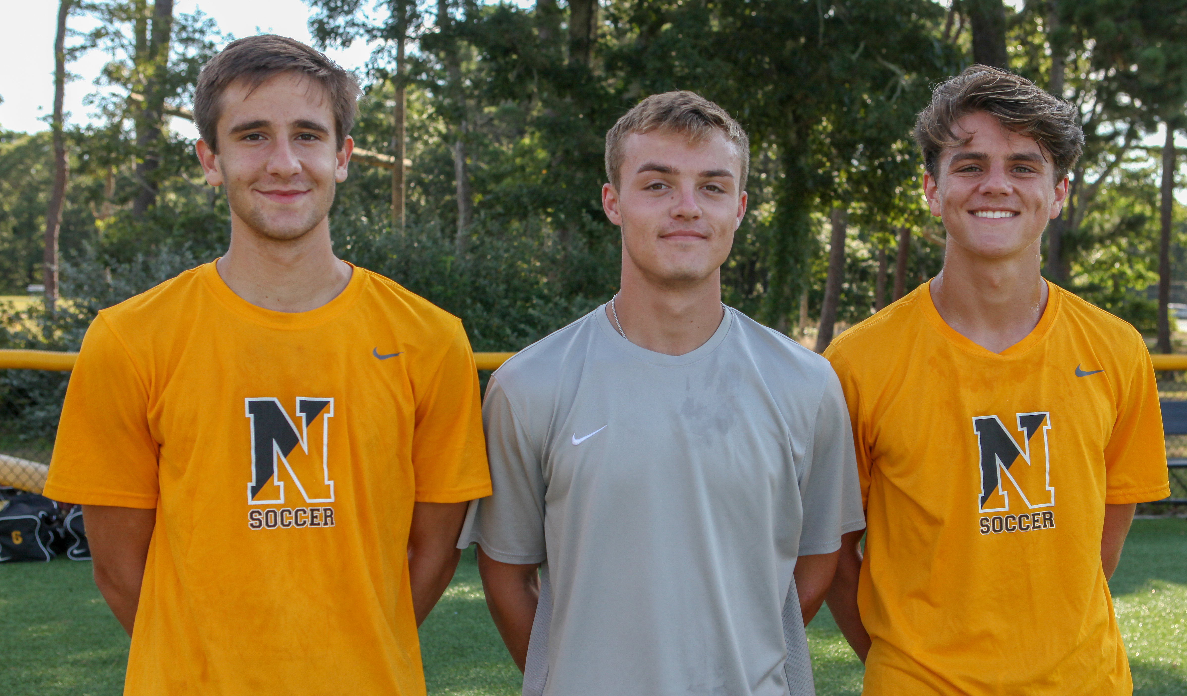 After combining to go 64-2-1 with a pair of D2 state titles, Nauset senior captains (from left to right) Spencer Rushnak, Jack Avellar, and Sebastian Headrick hope to cap off their dazzling four-year run with another championship.