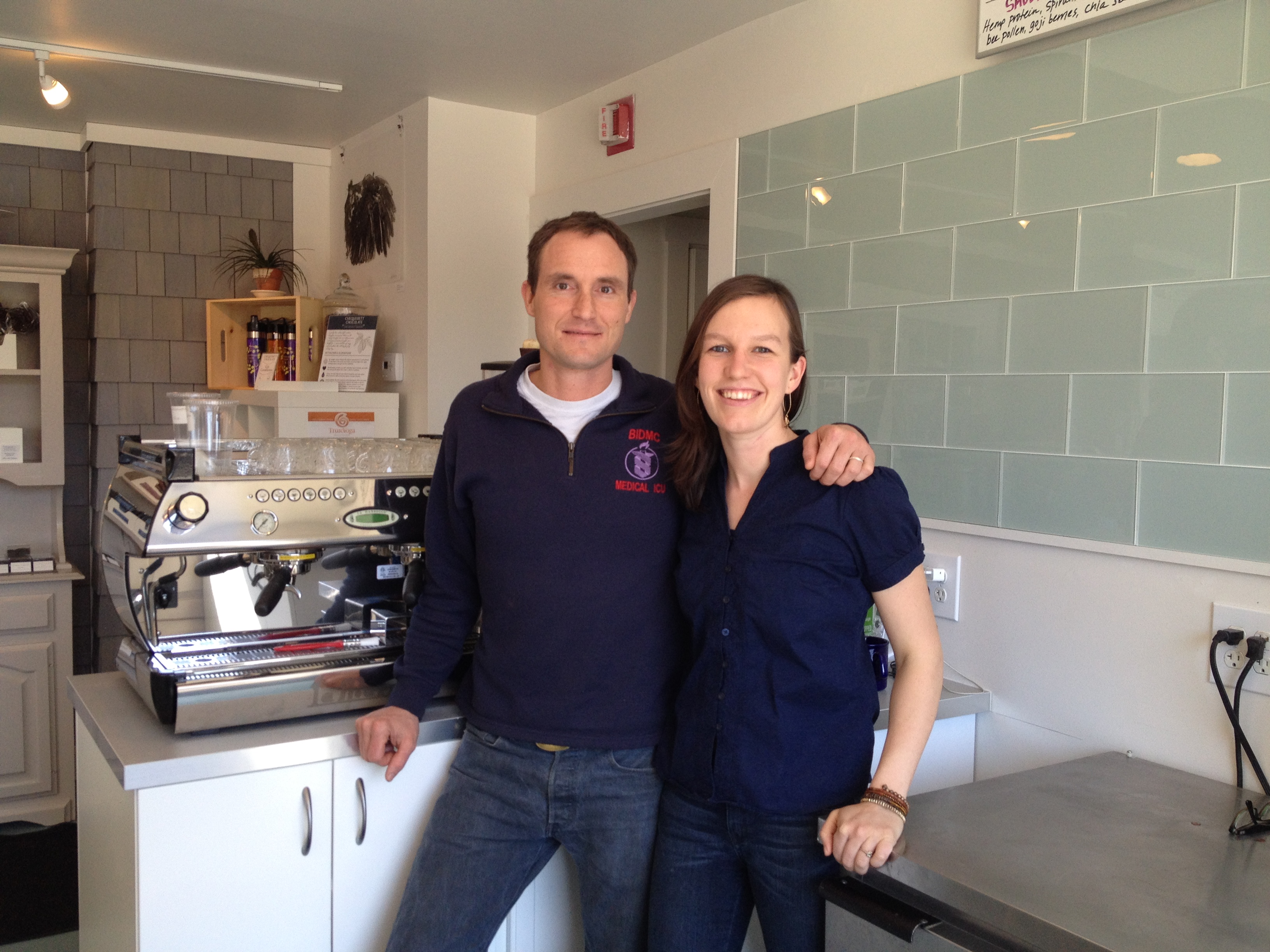 Josiah Mayo and Katherine Reed in their Chequessett Chocolate and Cafe.