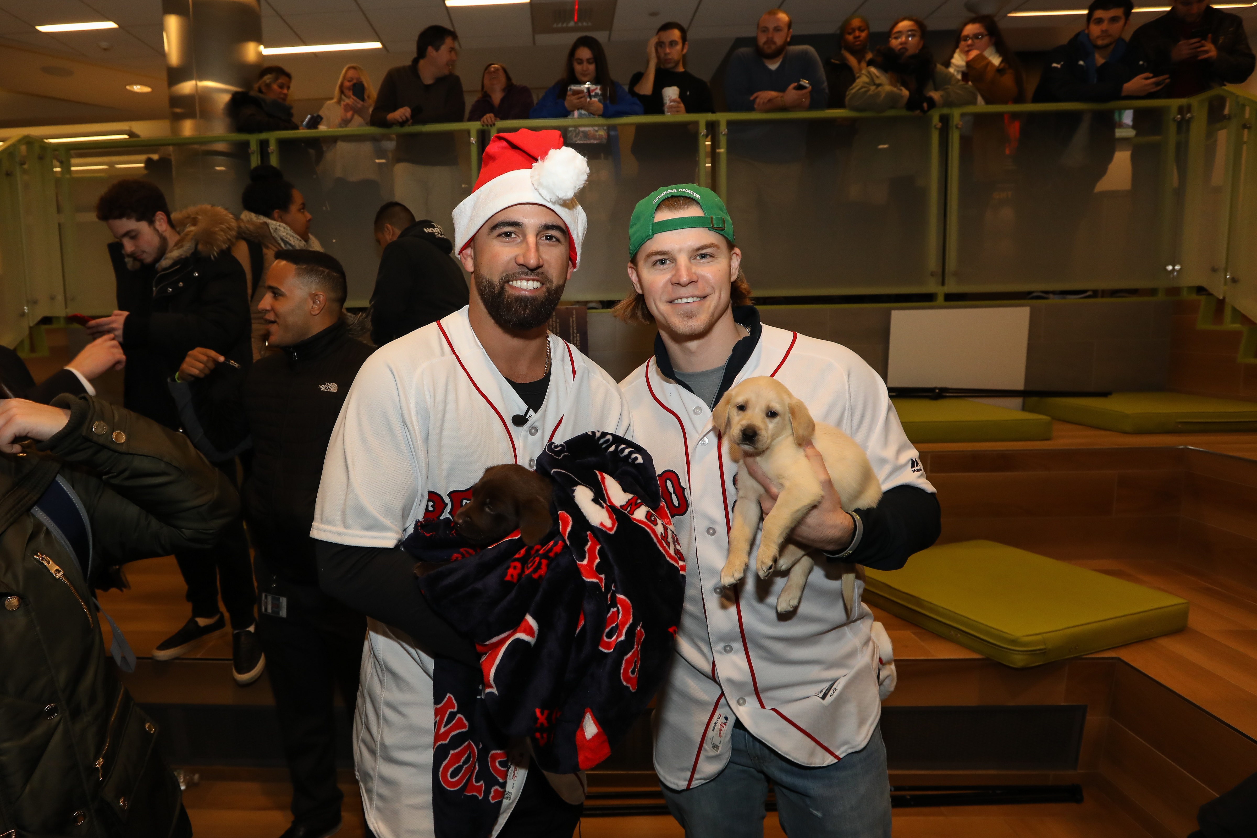 Deven Marrero (left) and Brock Holt at Suffolk University.