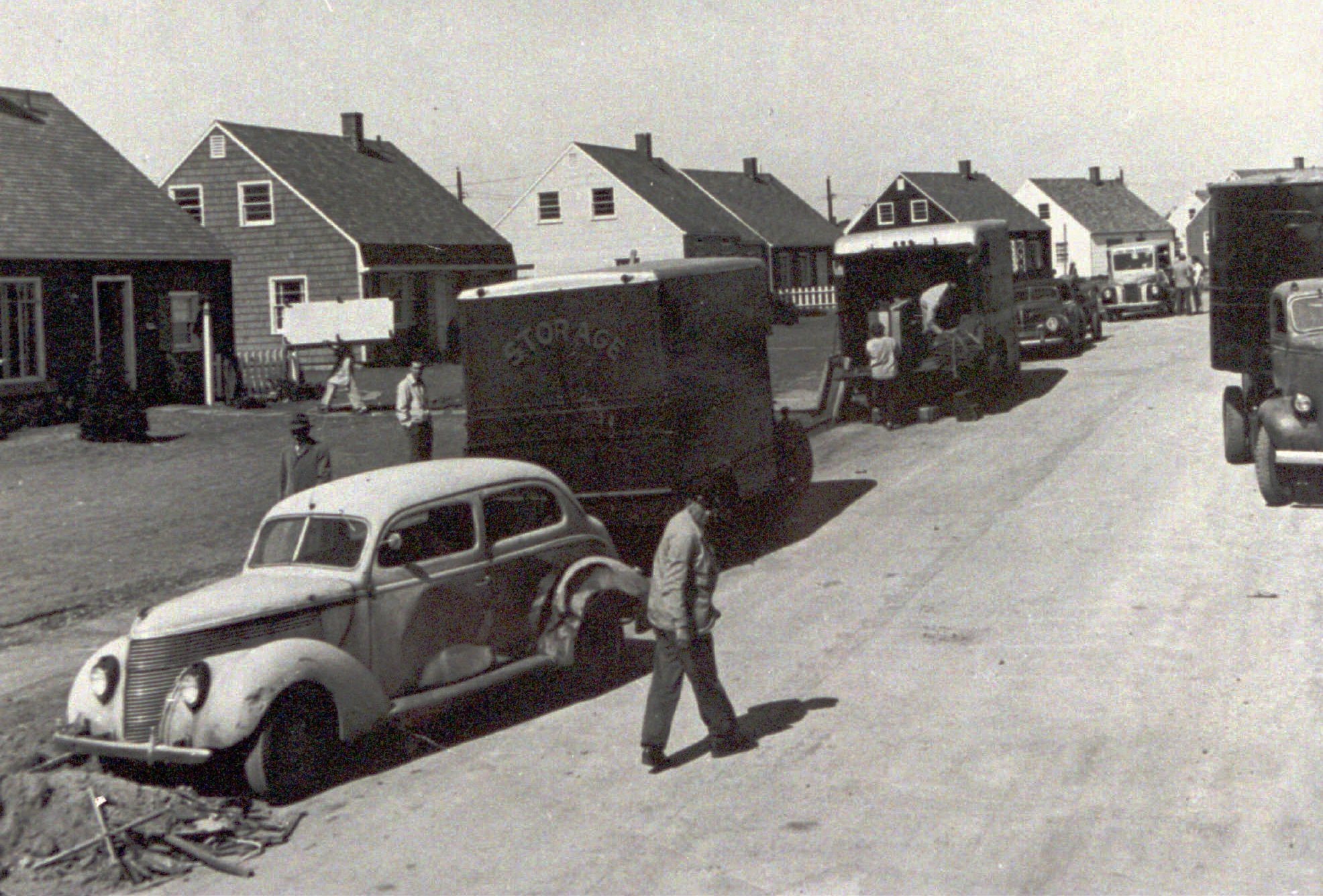 New residents move into their Levitt homes in Levittown, N.Y., in early October 1947. The town on New York's Long Island was America's first mass-produced suburb.