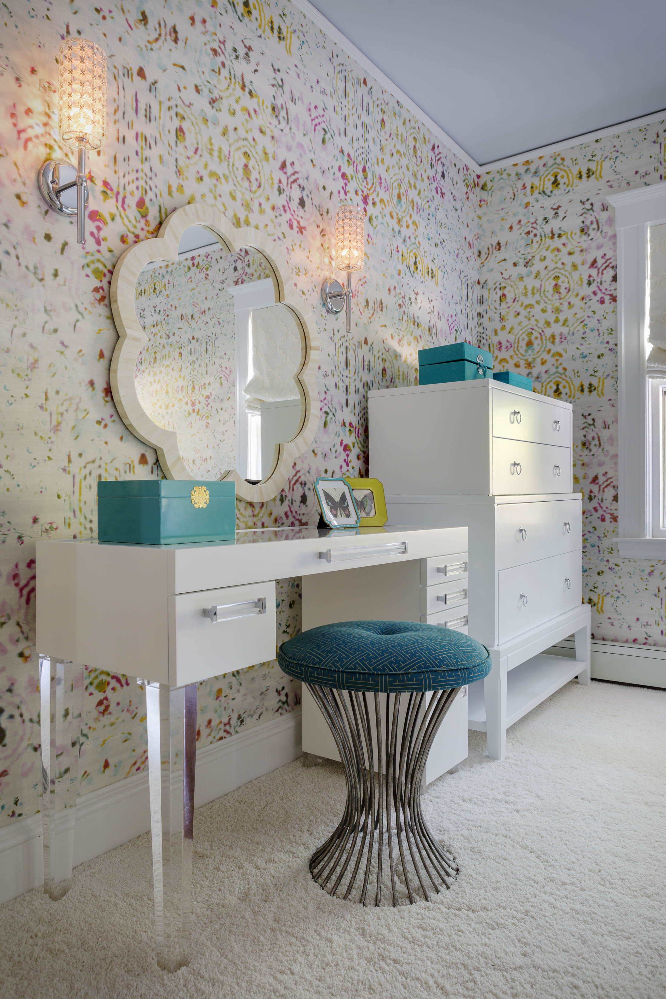In Jamaica Plain, a custom desk-vanity combo has enough drawers for makeup and school materials.