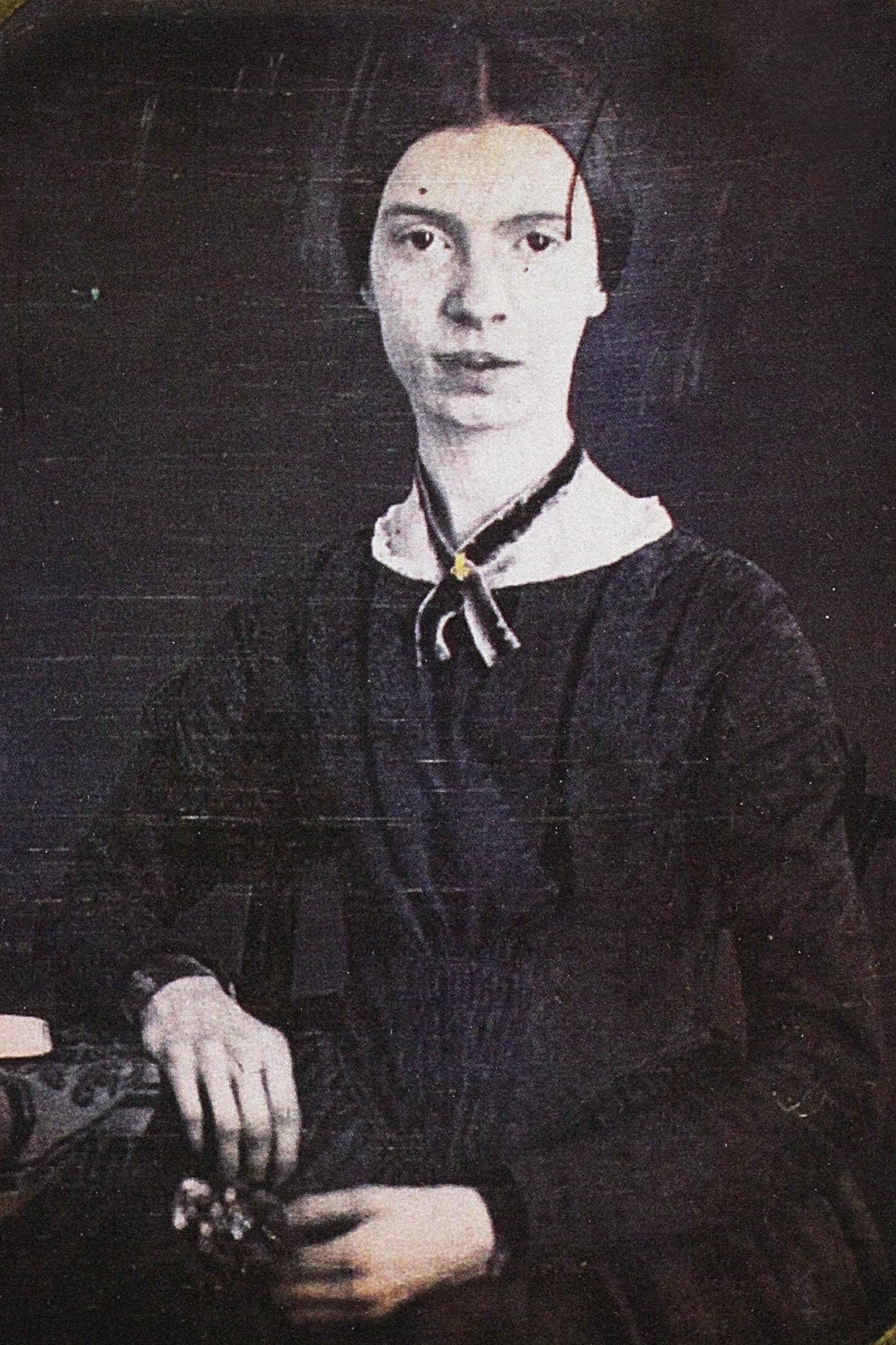 A daguerrotype of Emily Dickinson, age 16, on display at the Emily Dickinson Museum in Amherst.
