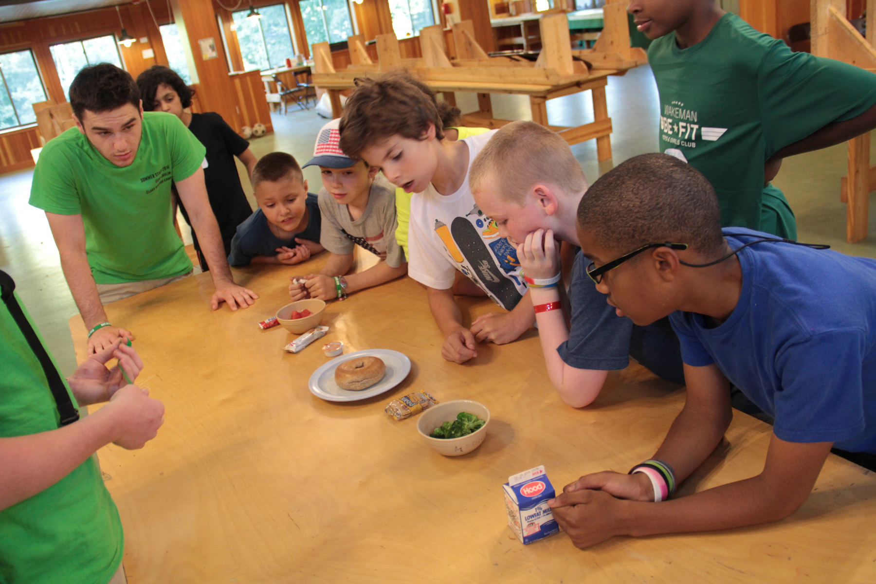 Barton Center campers study nutrition values among other activities.