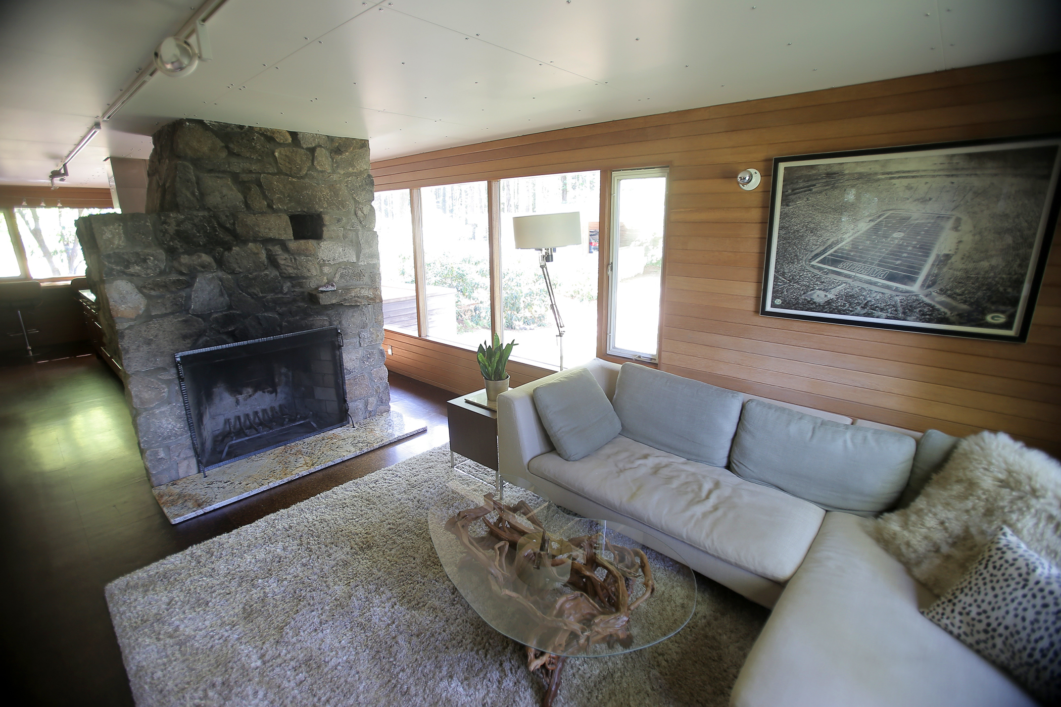 The keeping room, which holds the original fireplace.