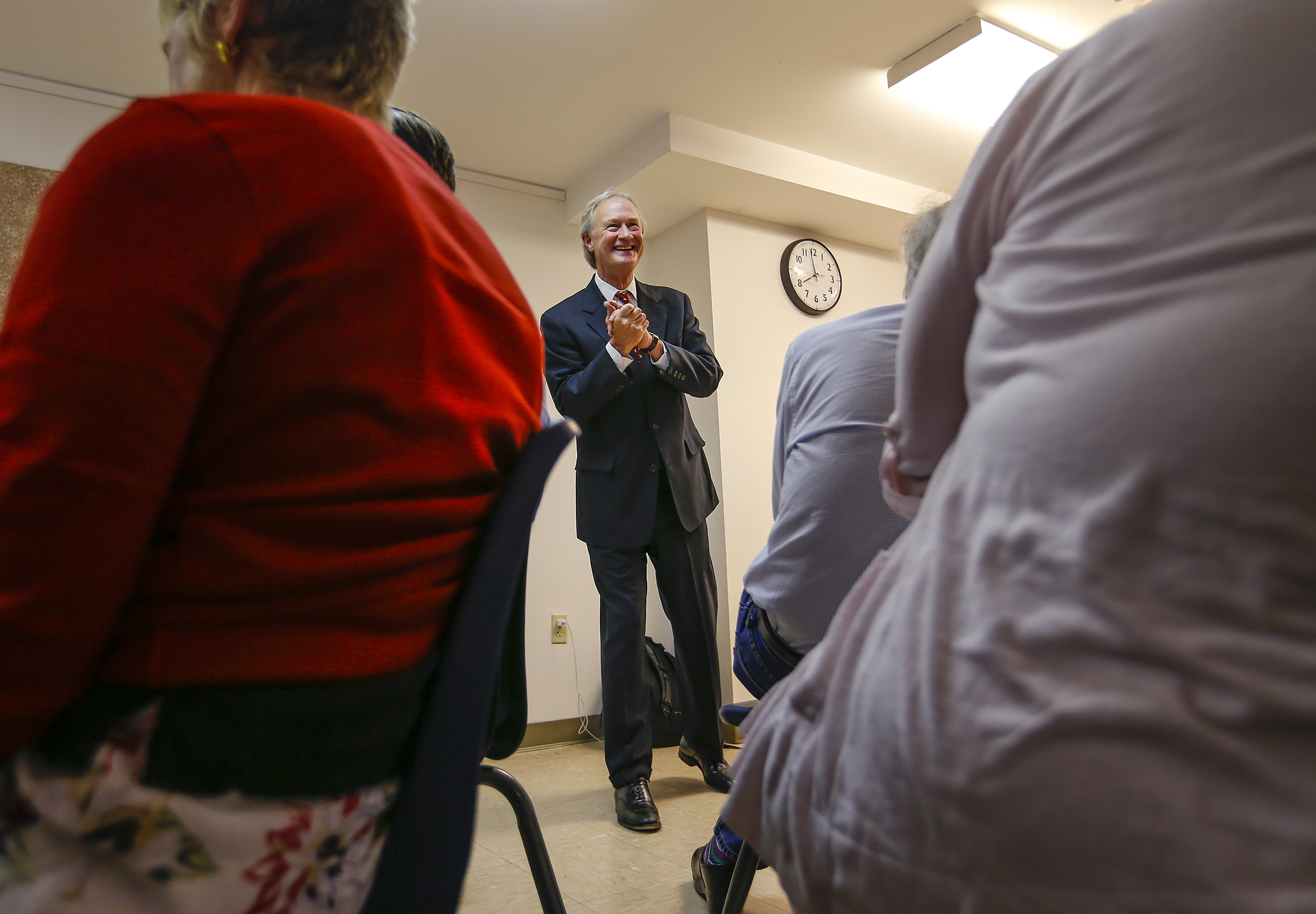 Chafee spoke at a potluck dinner event in New Hampshire.