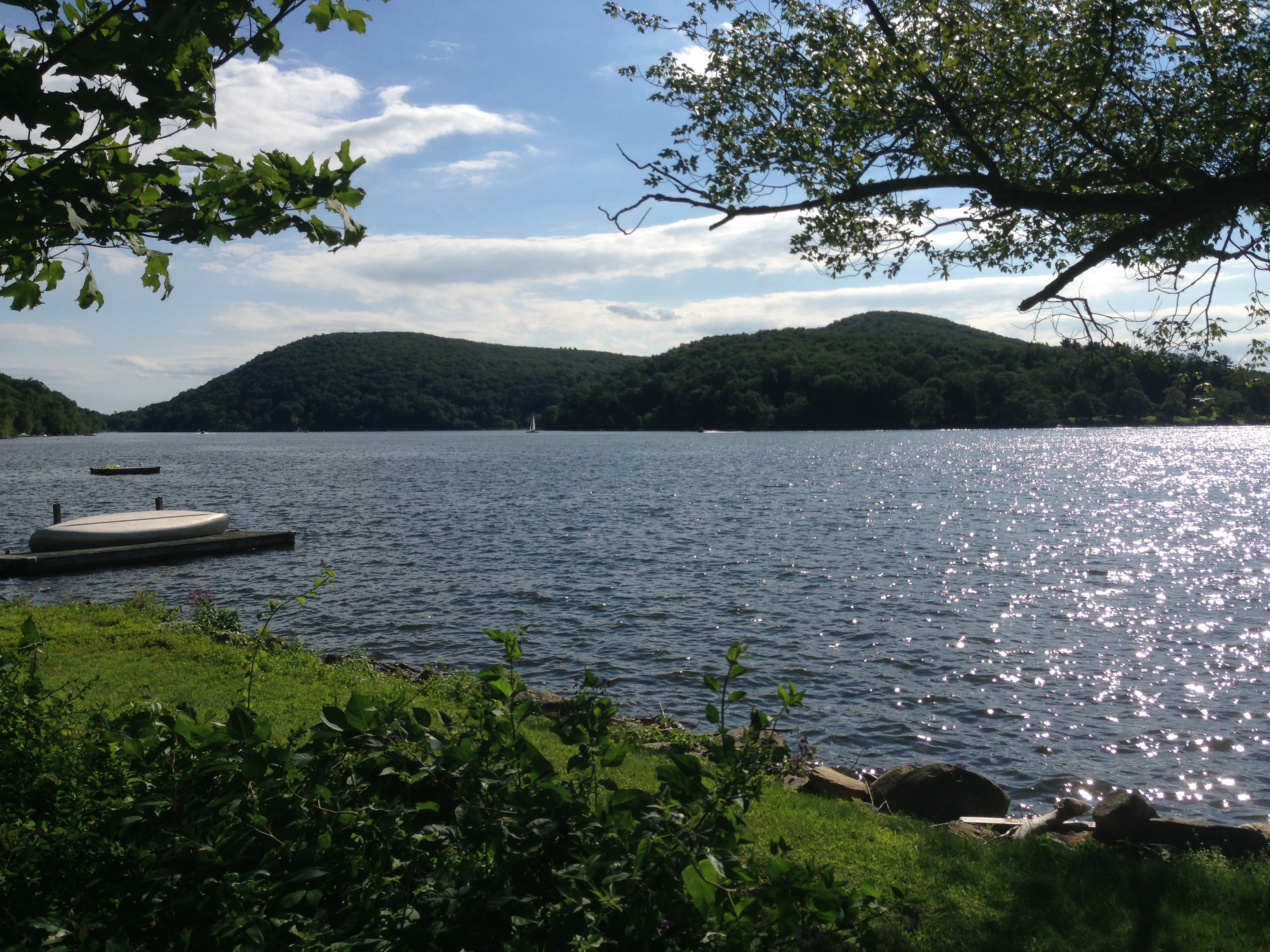 Nearby Lake Waramaug is a picturesque place to fish or swim or go boating.