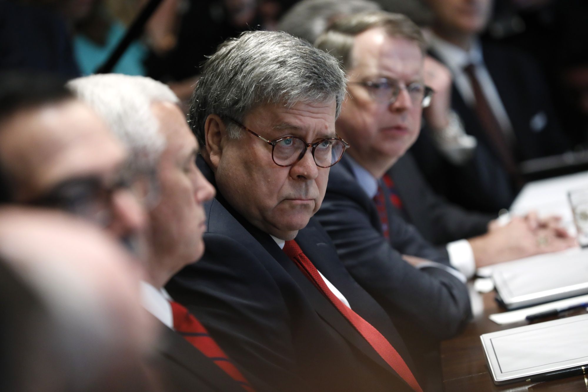 Attorney General William Barr attends a cabinet meeting in 2019.
