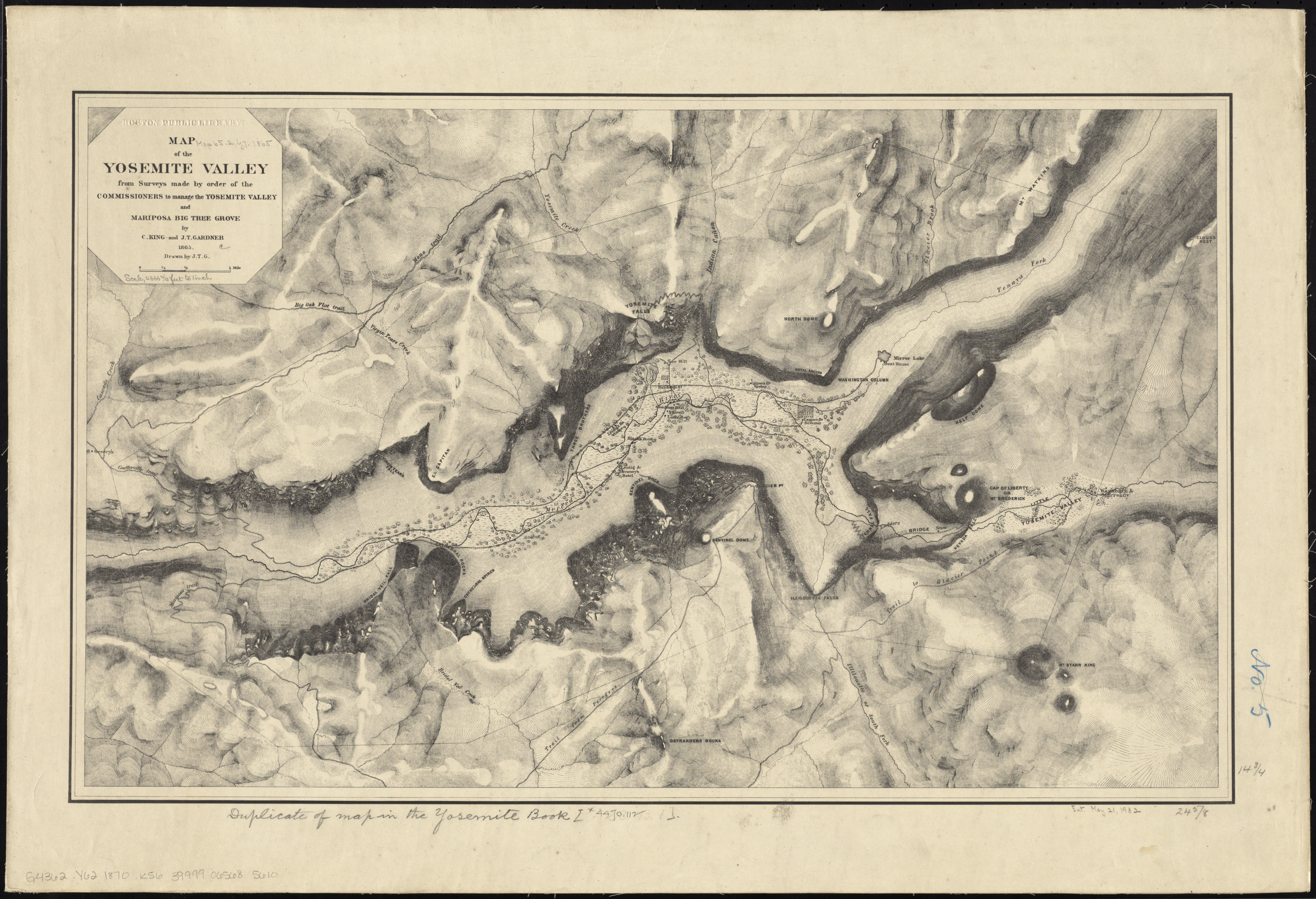 Clarence King and James T. Gardiner's "Map of the Yosemite Valley…," 1870.