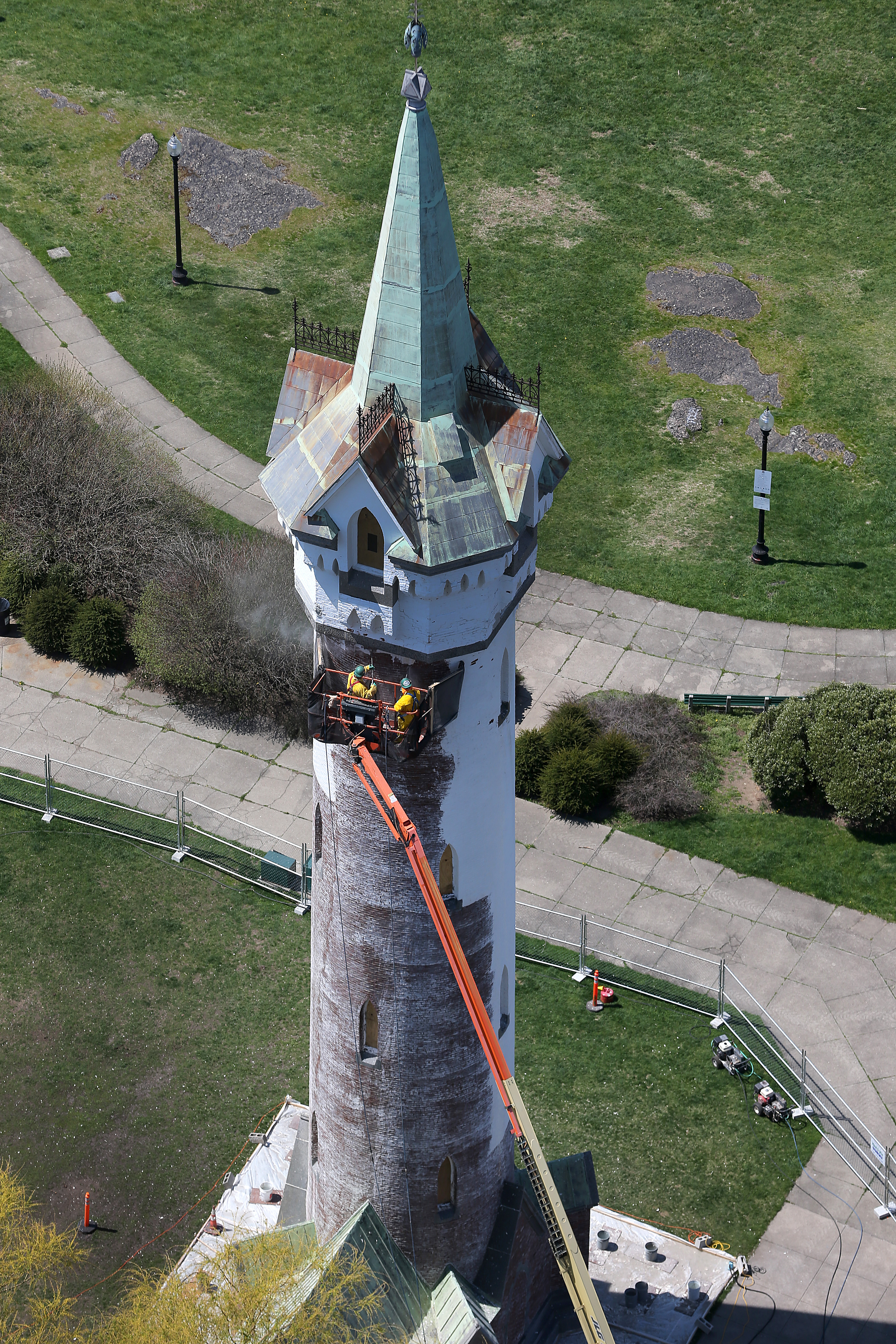 The standpipe was power washed earlier this month.