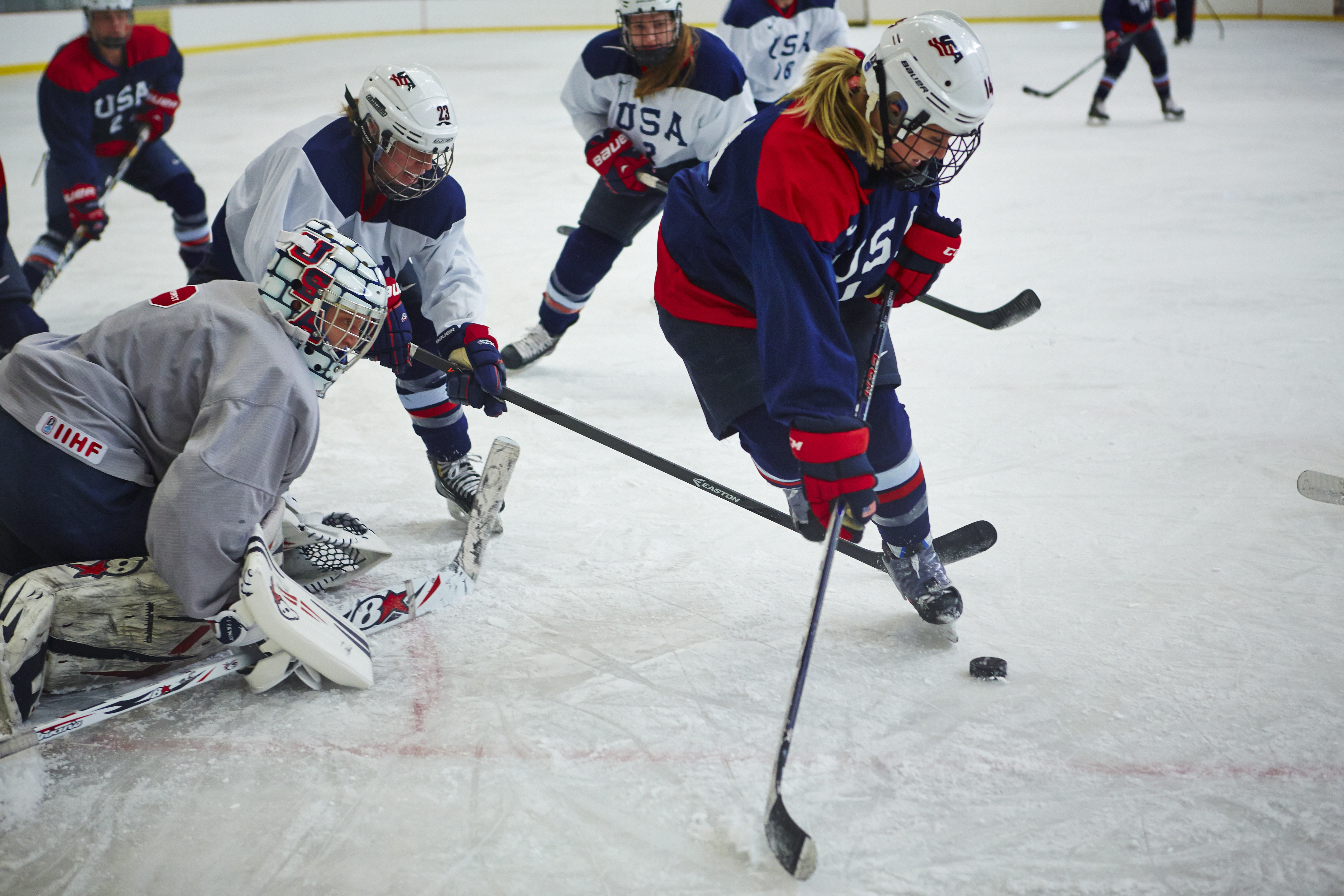 Team members practice at Edge Sports Center in Bedford.