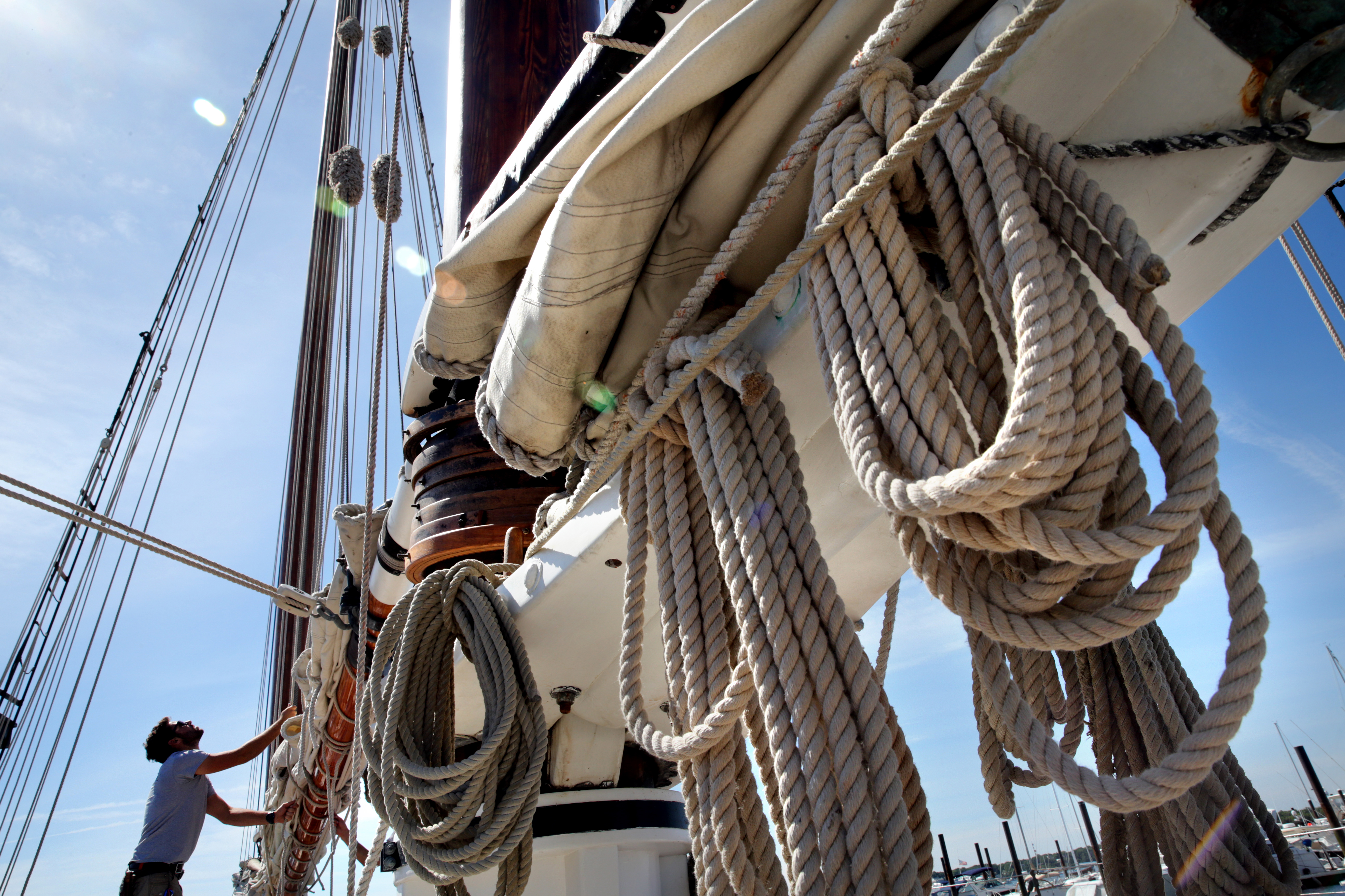 Deckhand Aaron Funk worked on the Spirit of South Carolina.