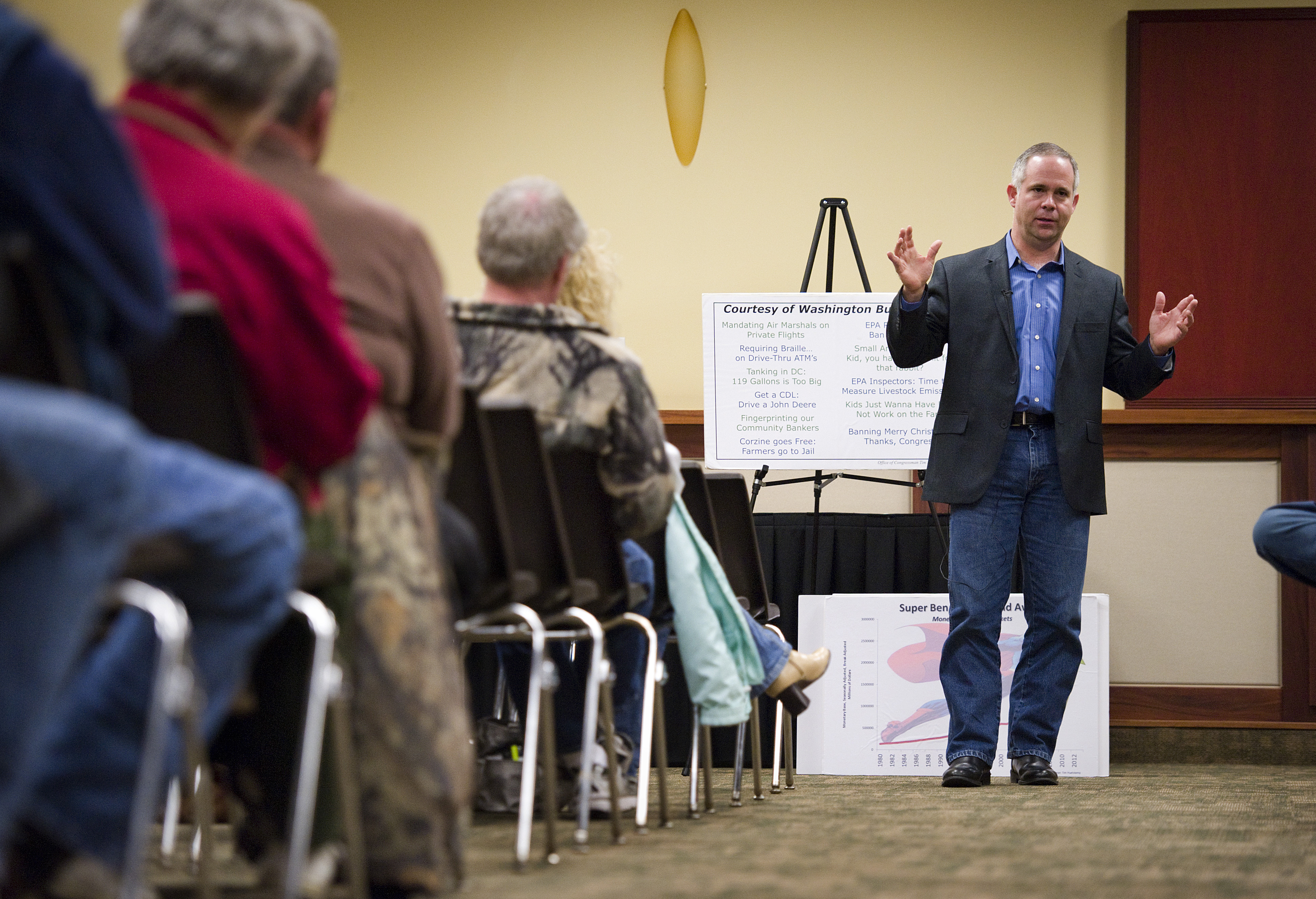 Tim Huelskamp, shown meeting constituents in Salina, Kan., was elected to Congress in 2010. He is part of group known as the “Hell No Caucus.”