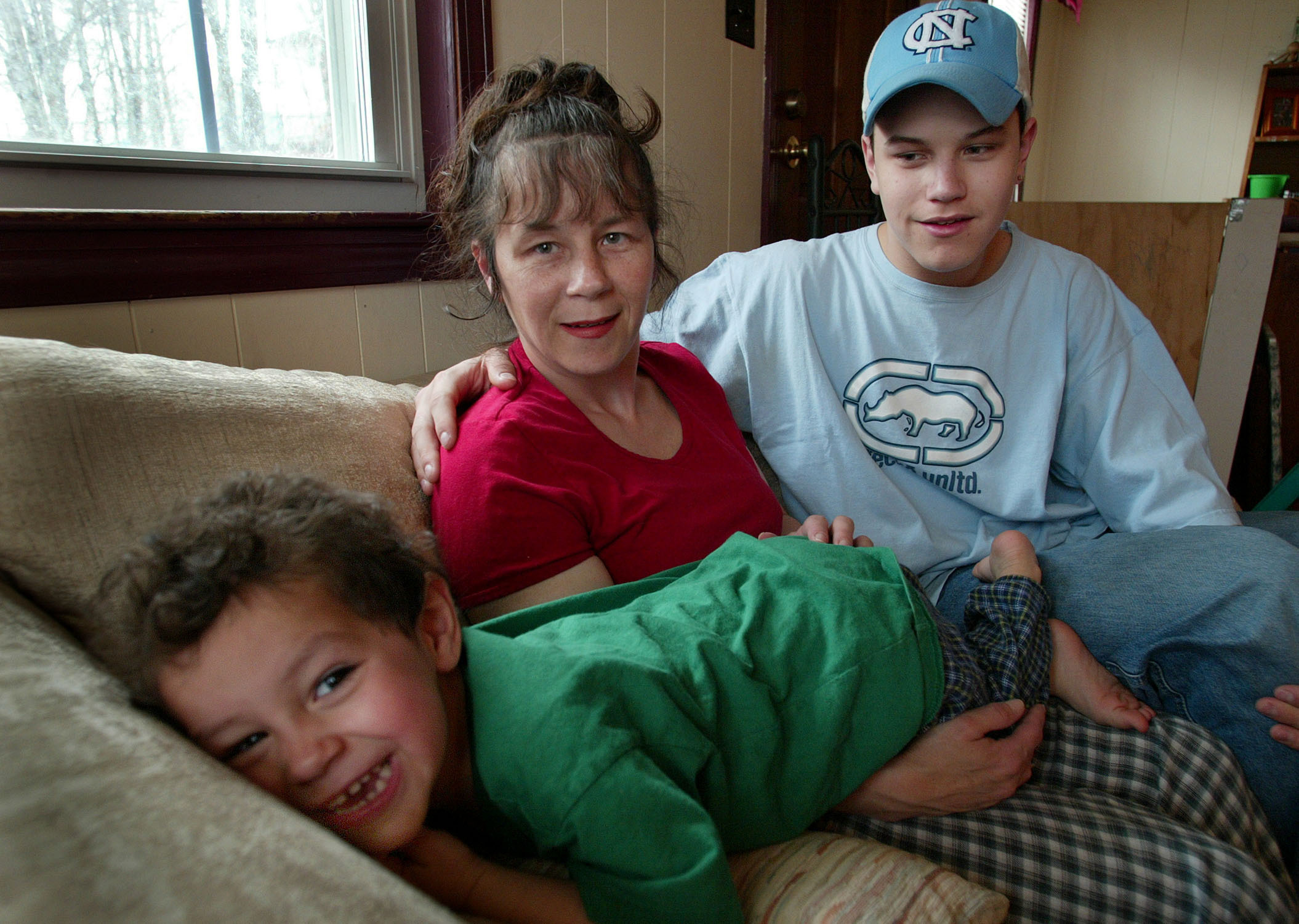 Victoria Foley with sons Brian (right) and Nathan in 2003.