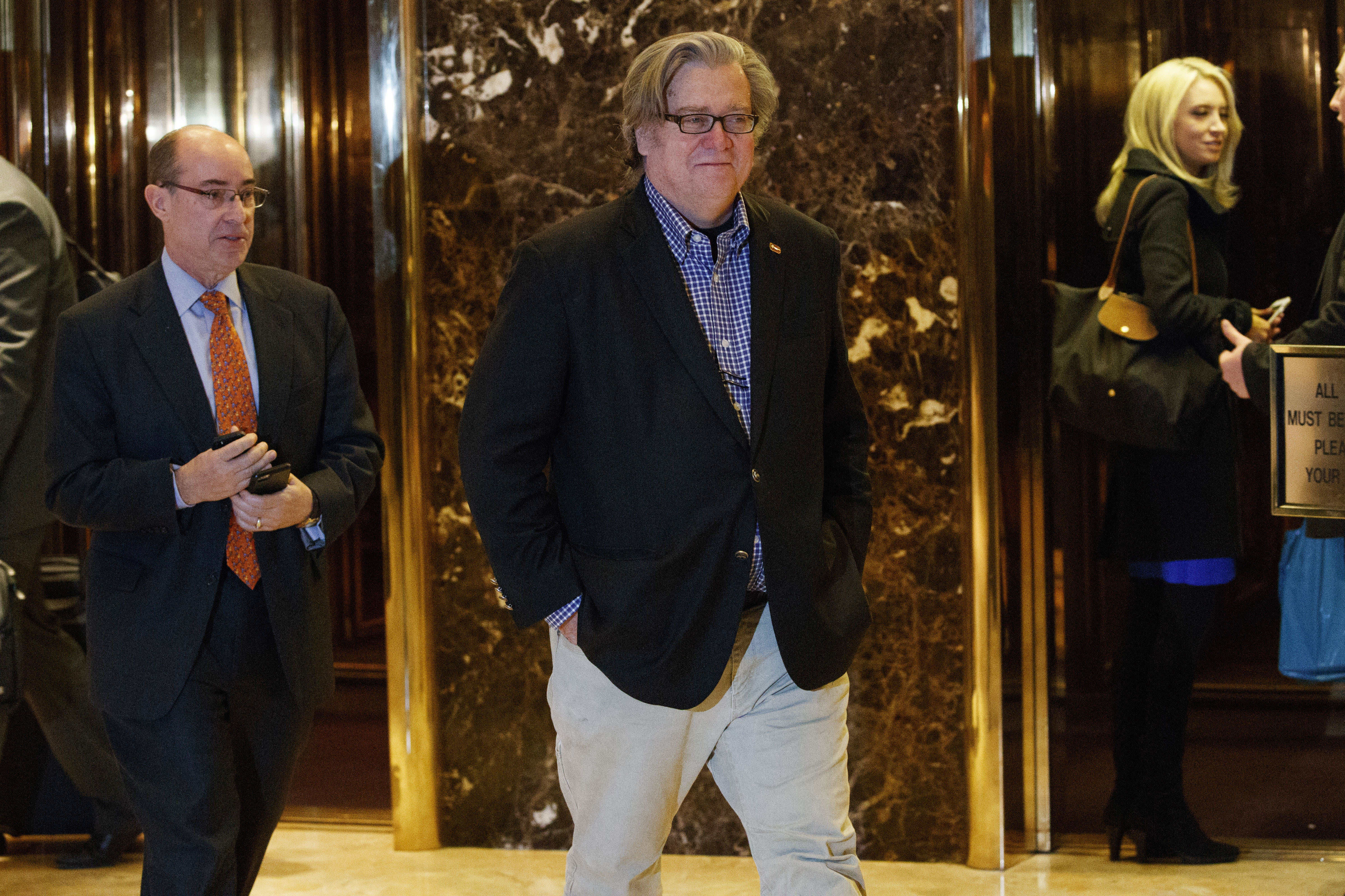 Steve Bannon left Trump Tower in New York on Nov. 11.