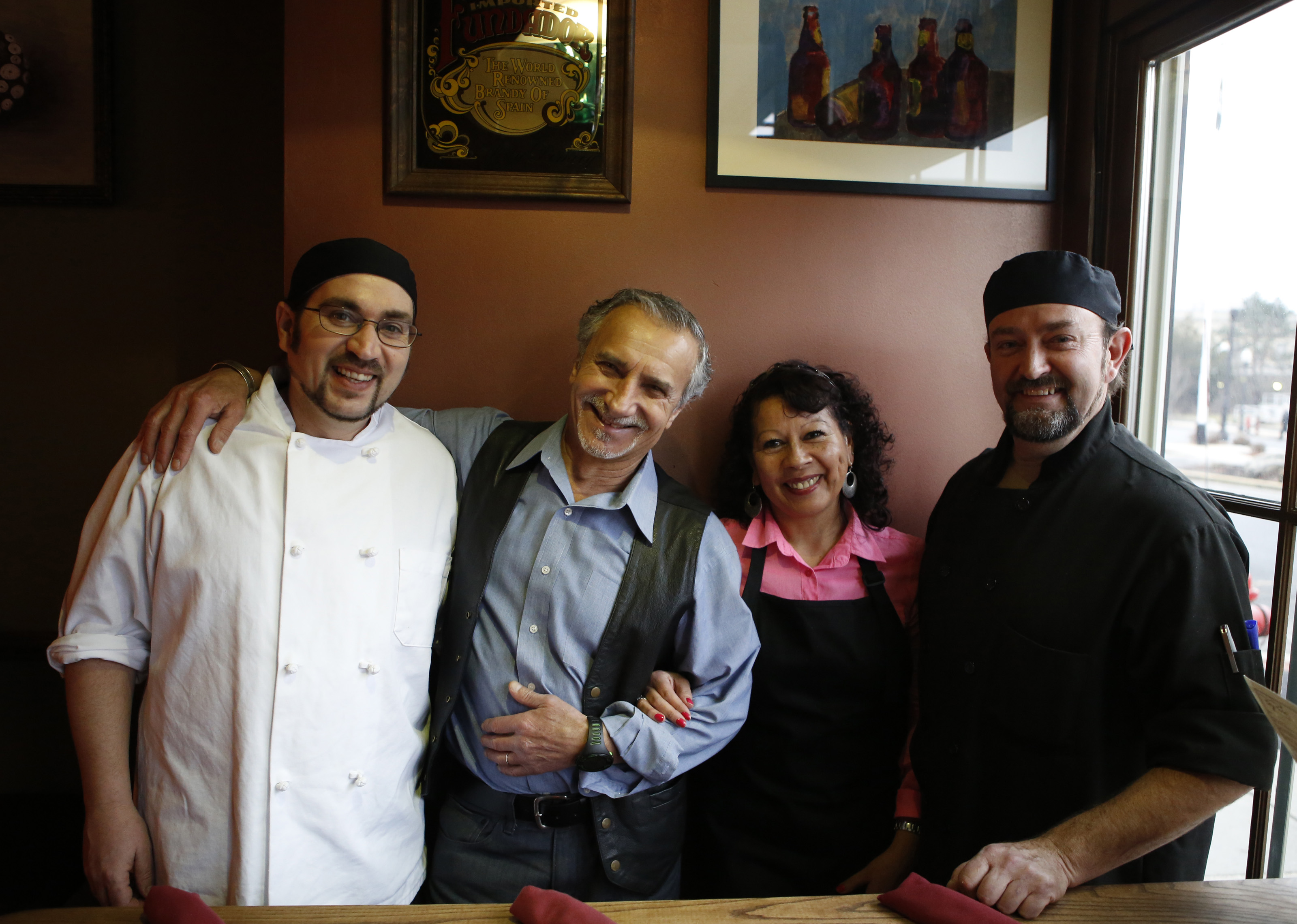 Sous chef Rafael Camano, general manager Pepe Pineiro and his wife and bar manager, Gigi Leiva, and chef Joaquin Galan.