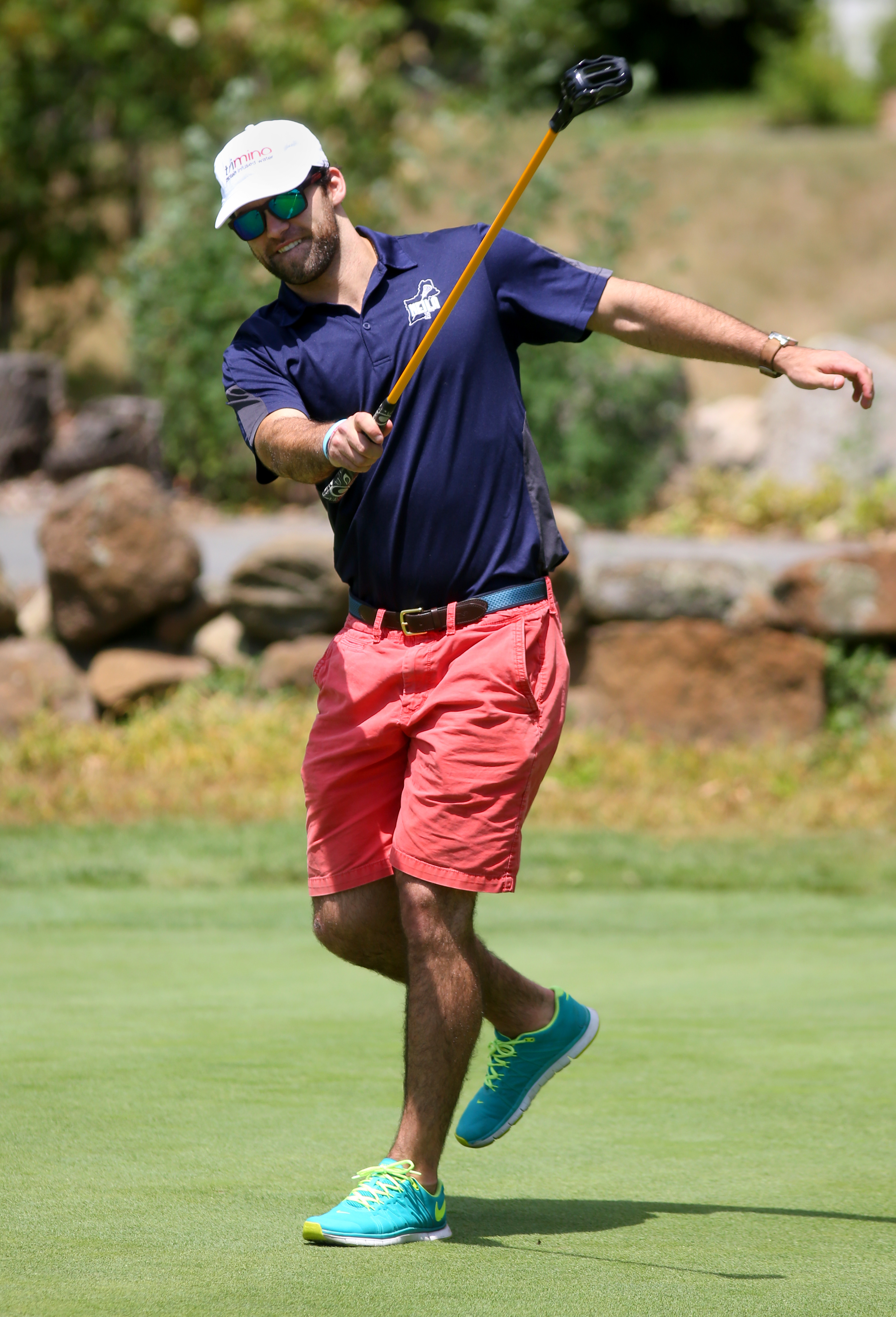 James Fahey reacts to a putt in Wenham.