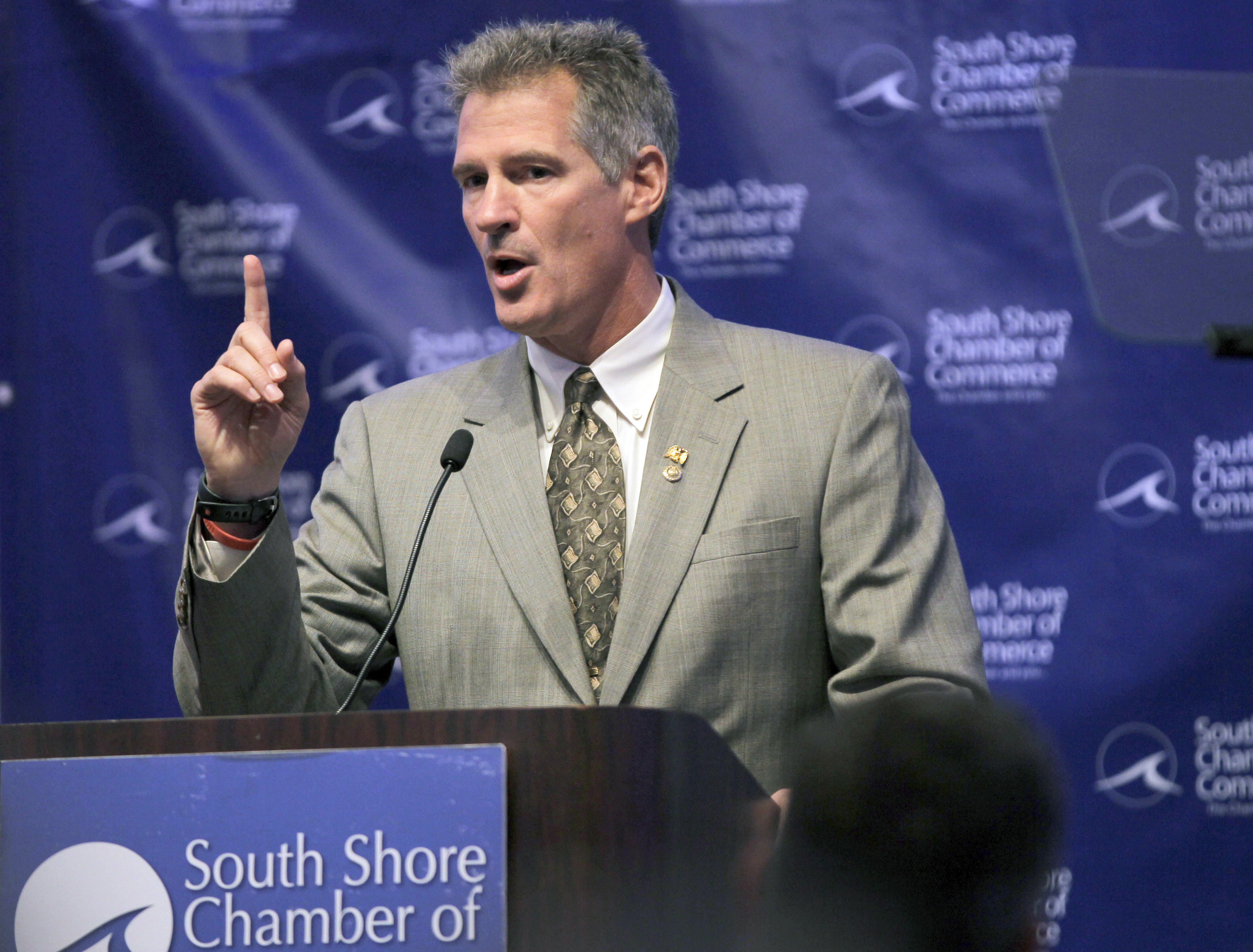 Senator Scott Brown, shown at an event last week, called the GOP’s no-exceptions abortion platform a mistake.
