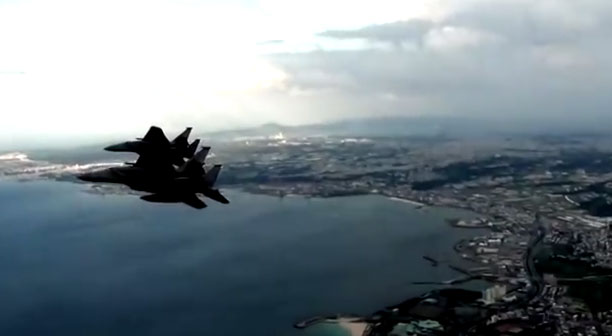 Image from a video showing military personnel preparing for Santa’s flight,
