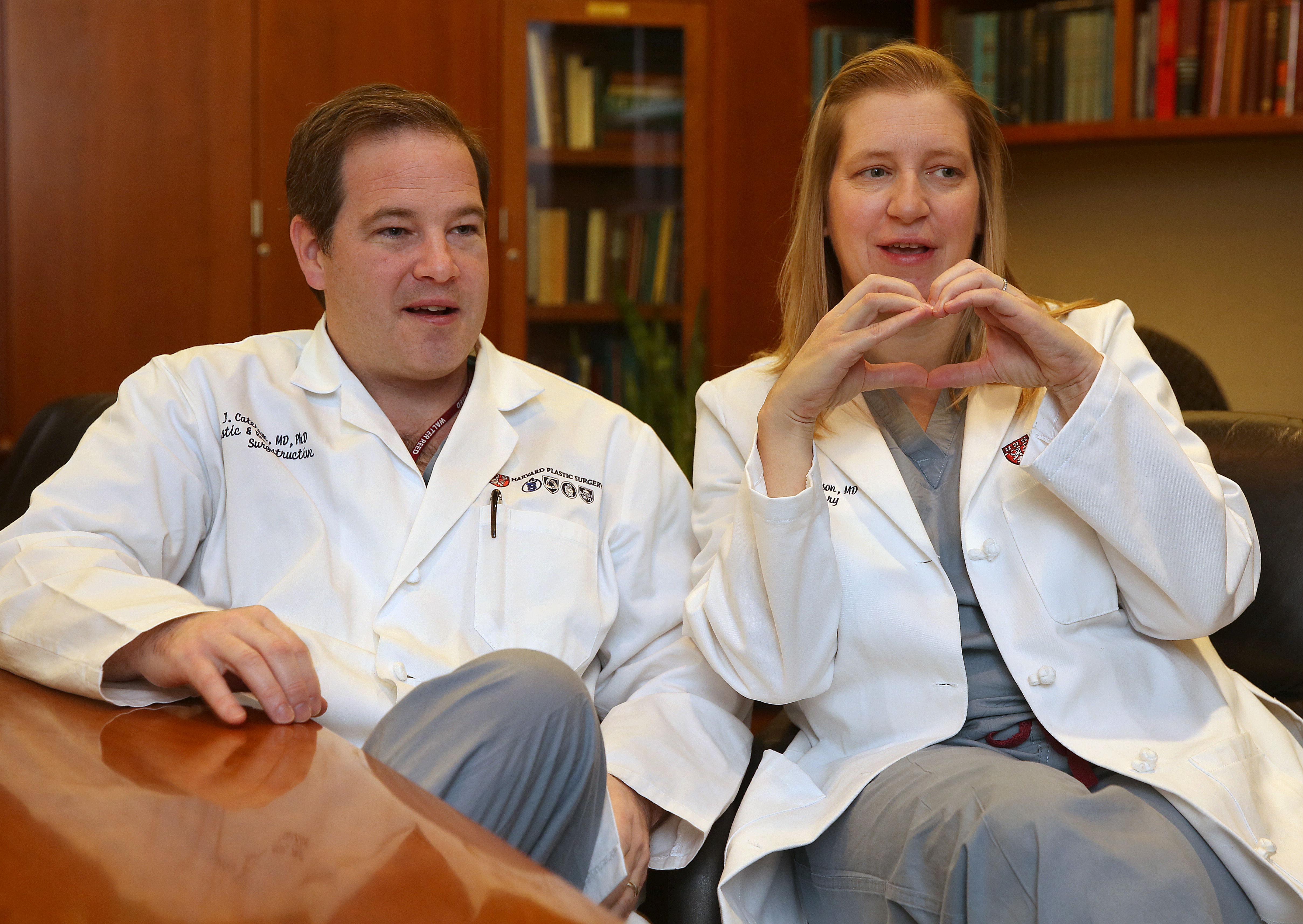 Brigham and Women's Hospital plastic surgeons E.J. Caterson and Stephanie Caterson are married and work together.