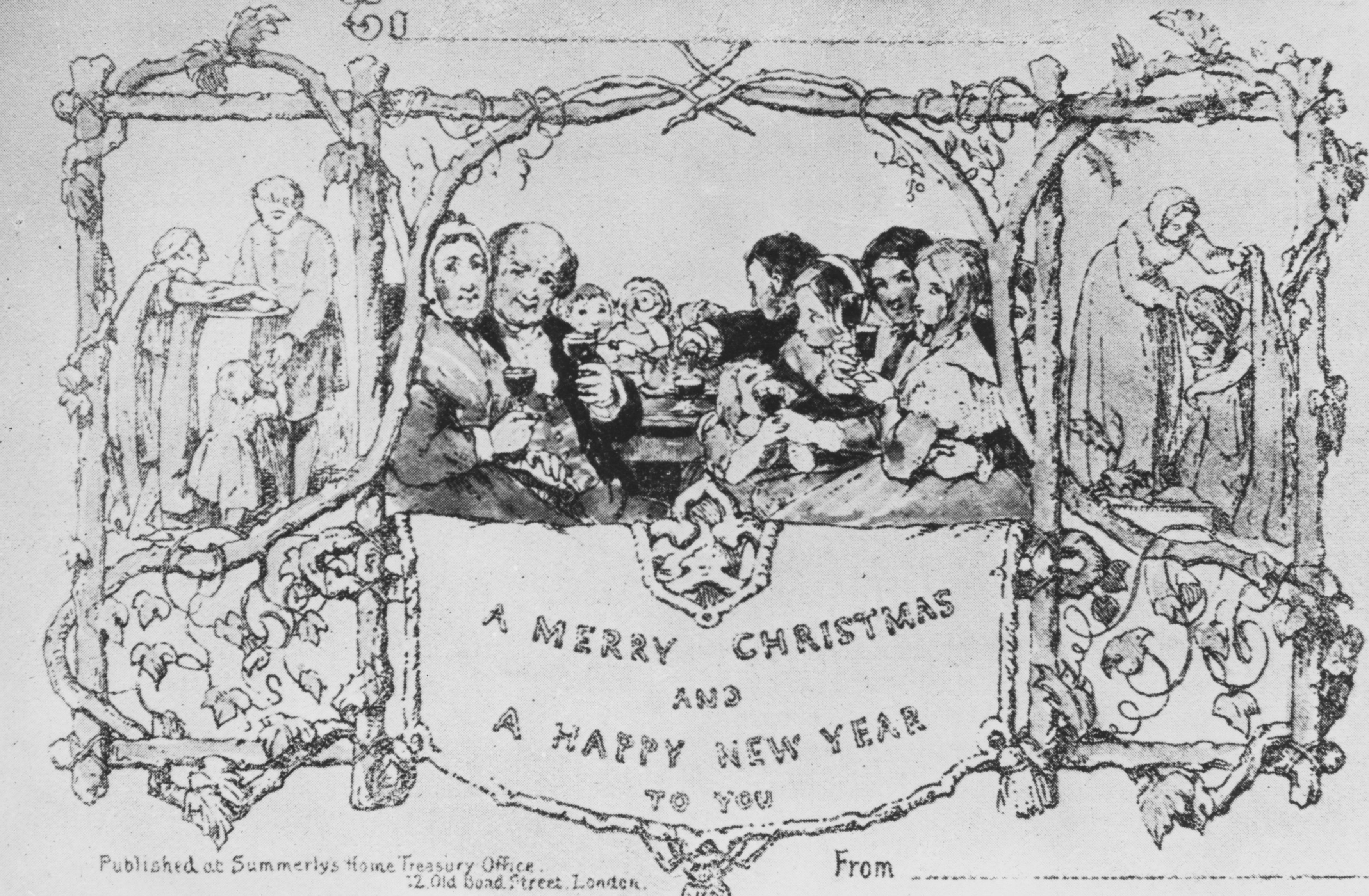 The first Christmas card in December 1843.