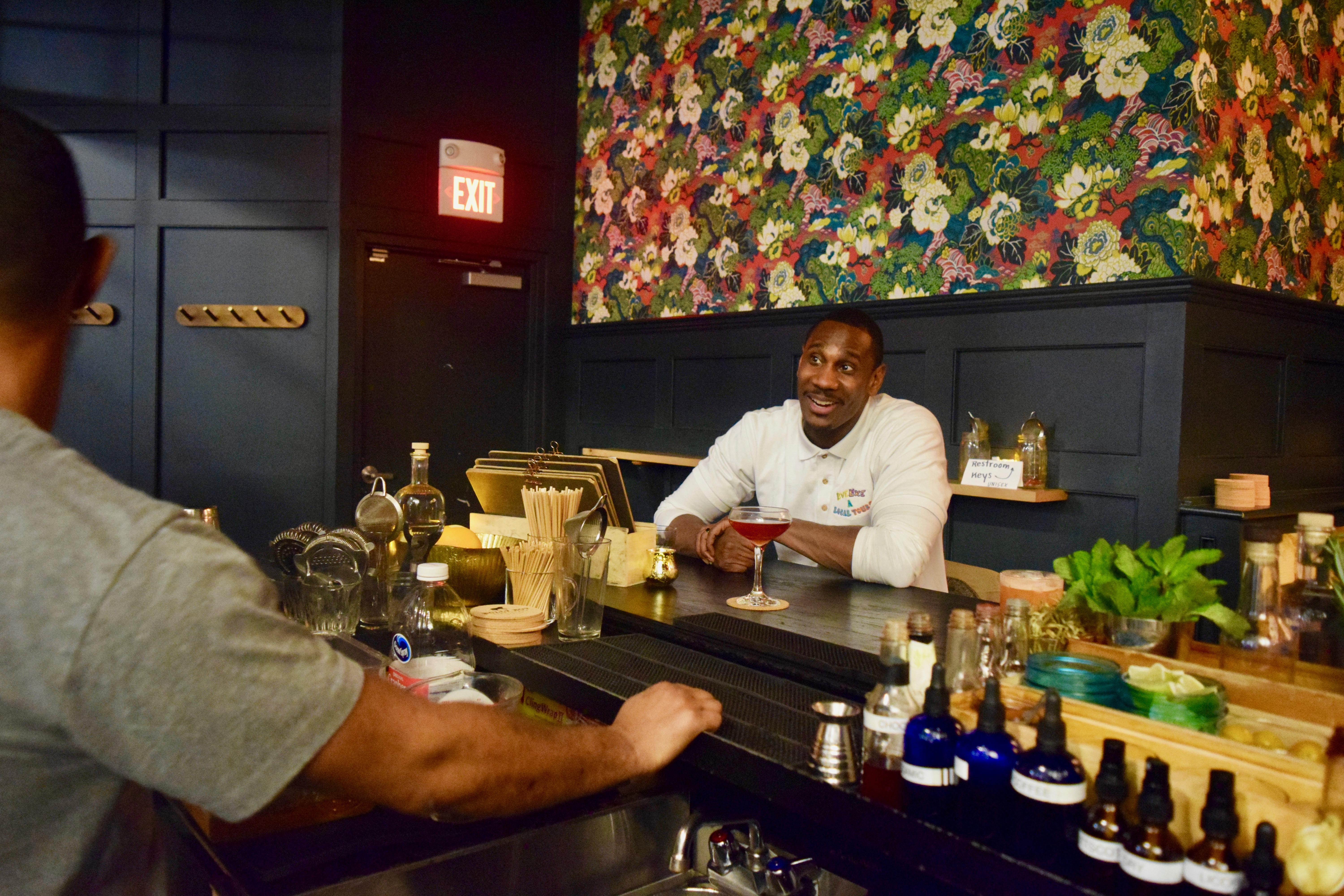 Collin Knight, founder of Live Like a Local tours, at Bully Boy Distillers in Roxbury