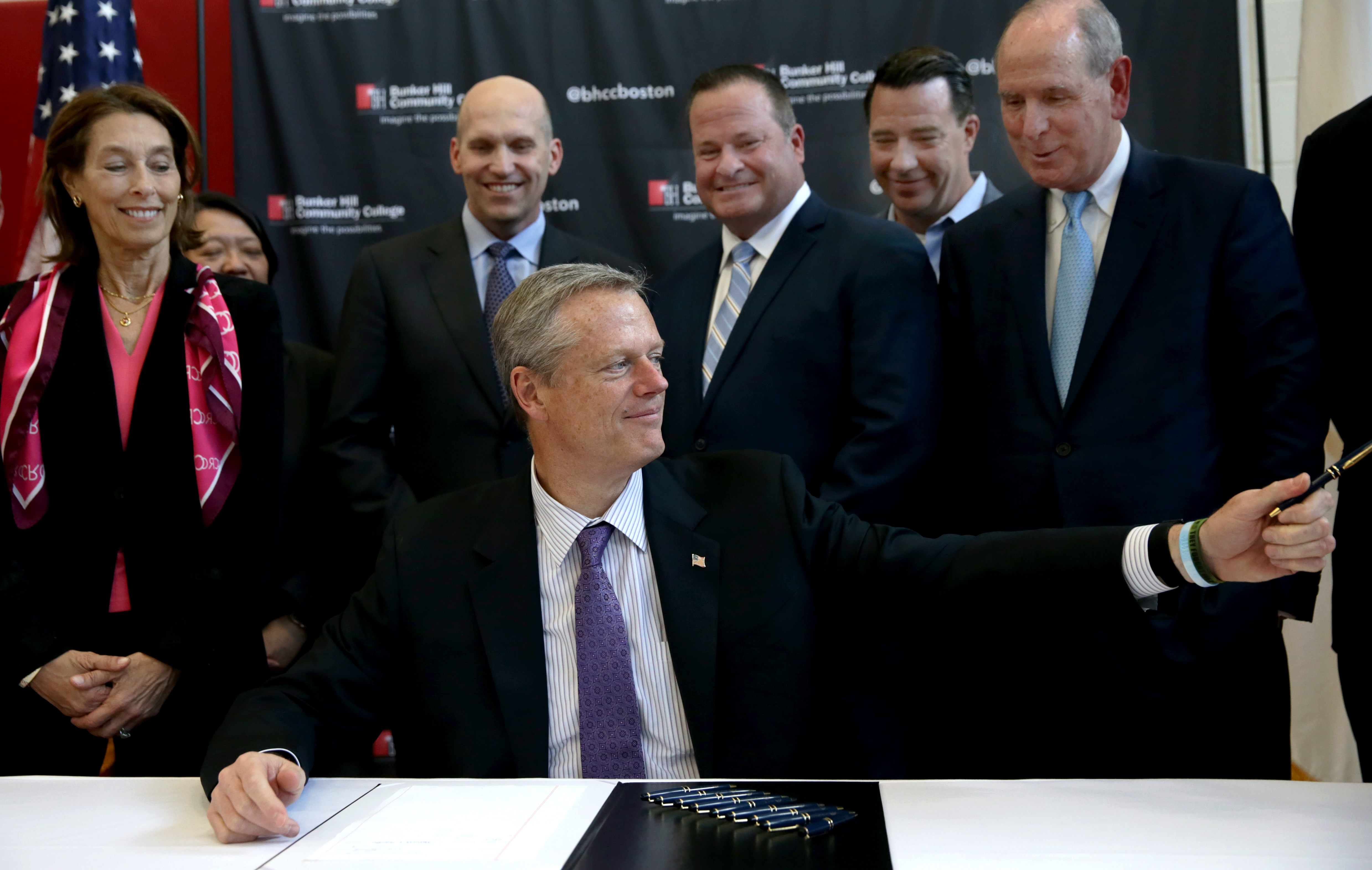 Baker signed legislation in June at Bunker Hill Community College extending the state's funding of life sciences.