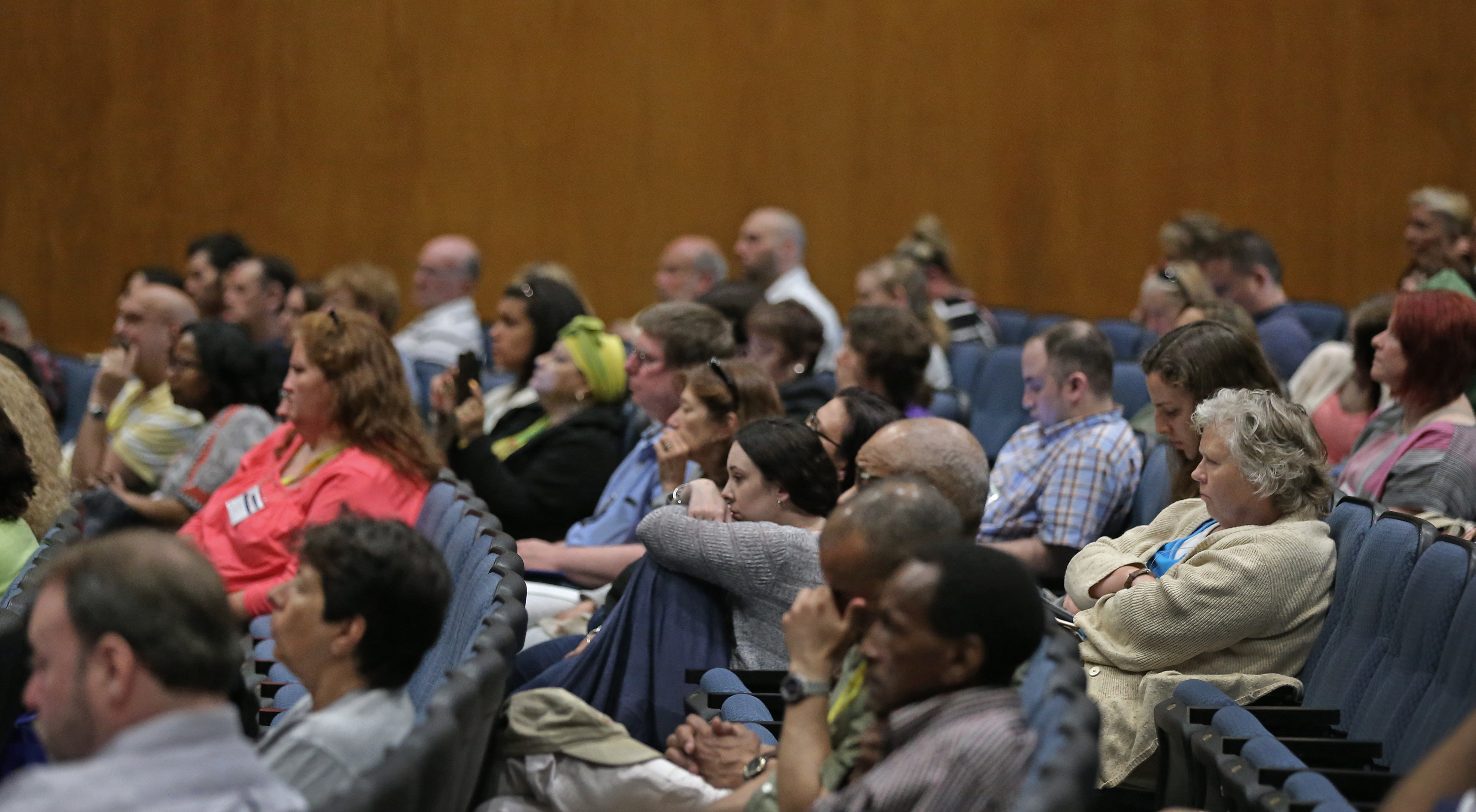 An audience listened to Michael Botticelli during his address in Worcester.