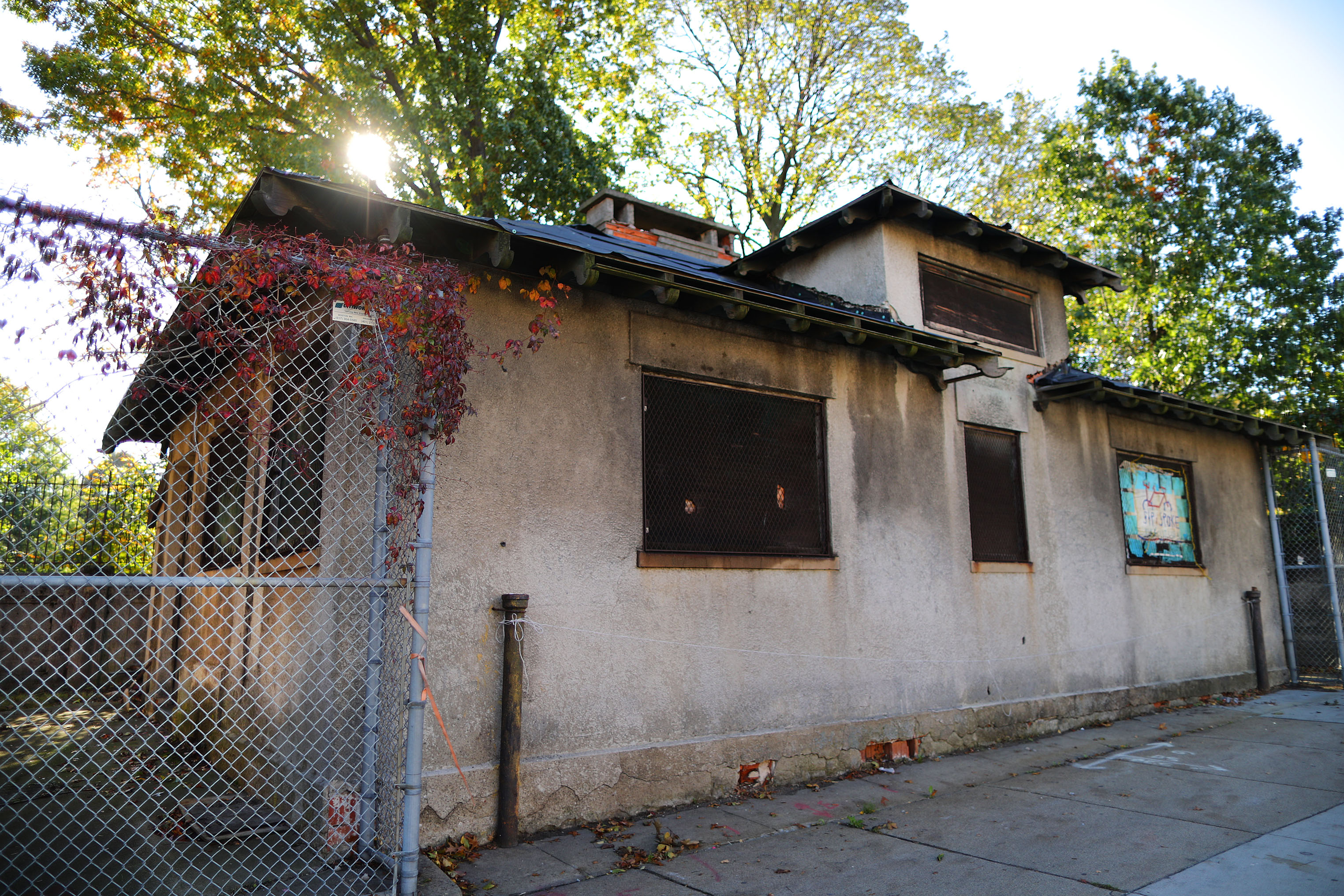 The comfort station building has been abandoned for decades.