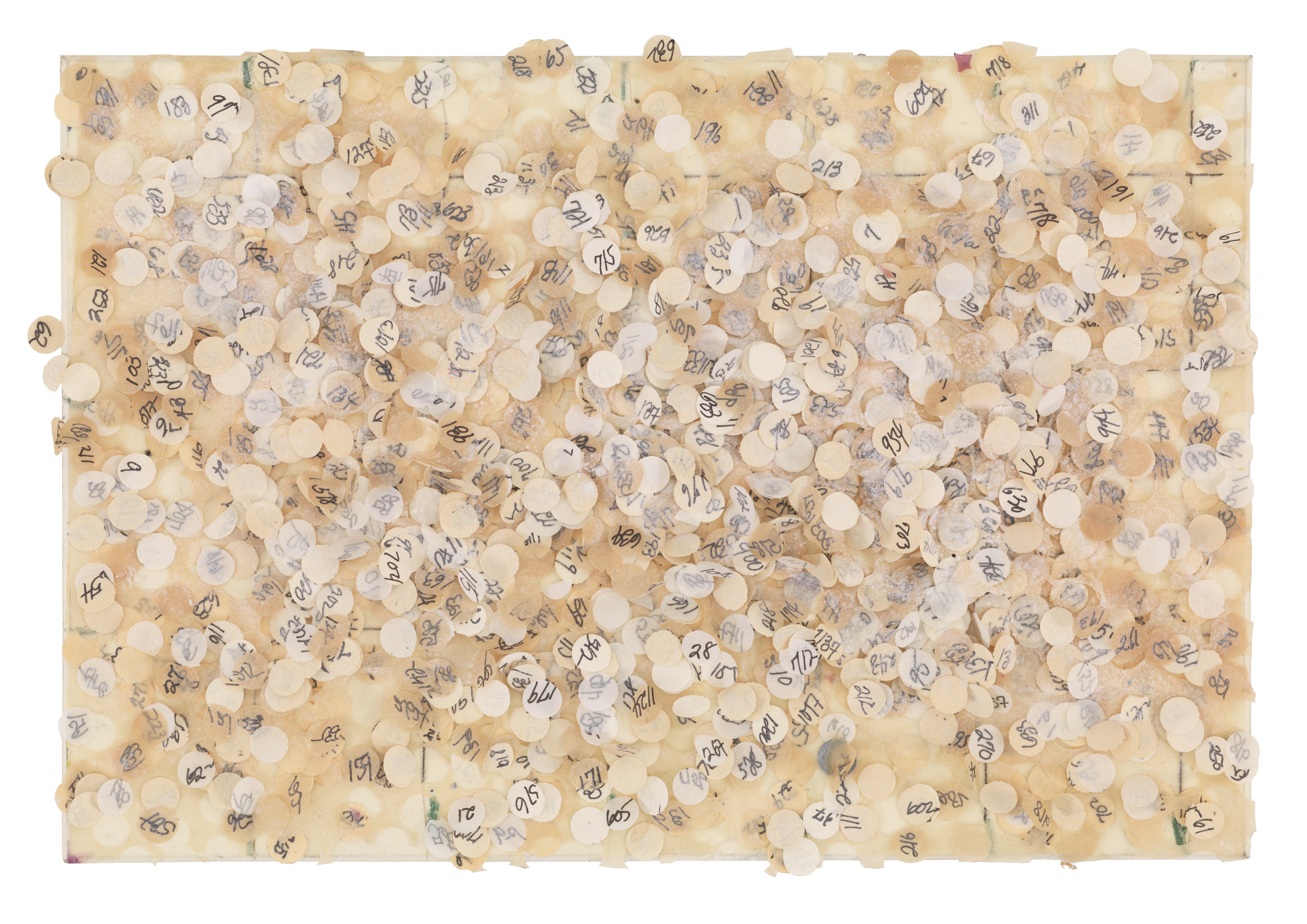 Howardena Pindell’s “Untitled #20 (Dutch Wives Circled and Squared)”