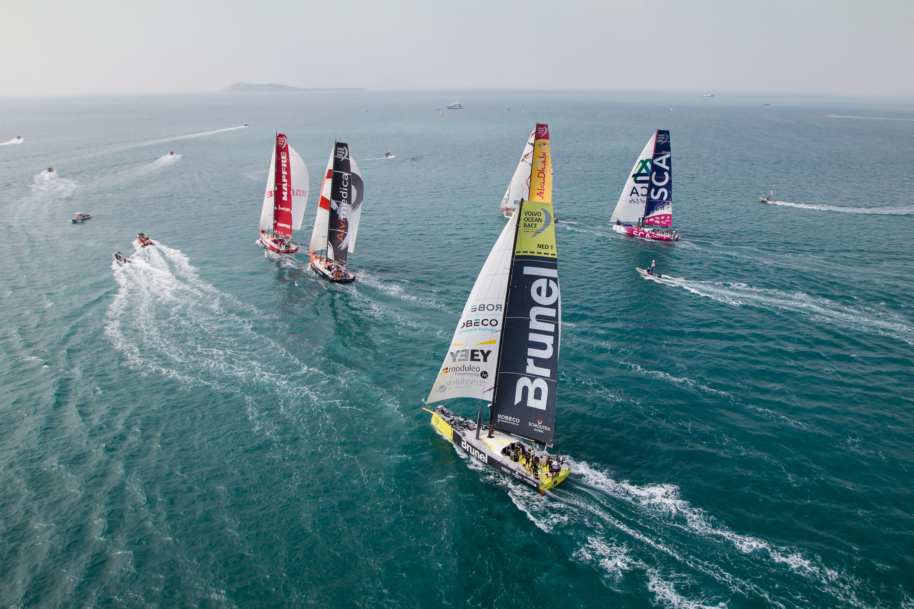 All the sailboats in the Volvo Ocean Race have identical designs.