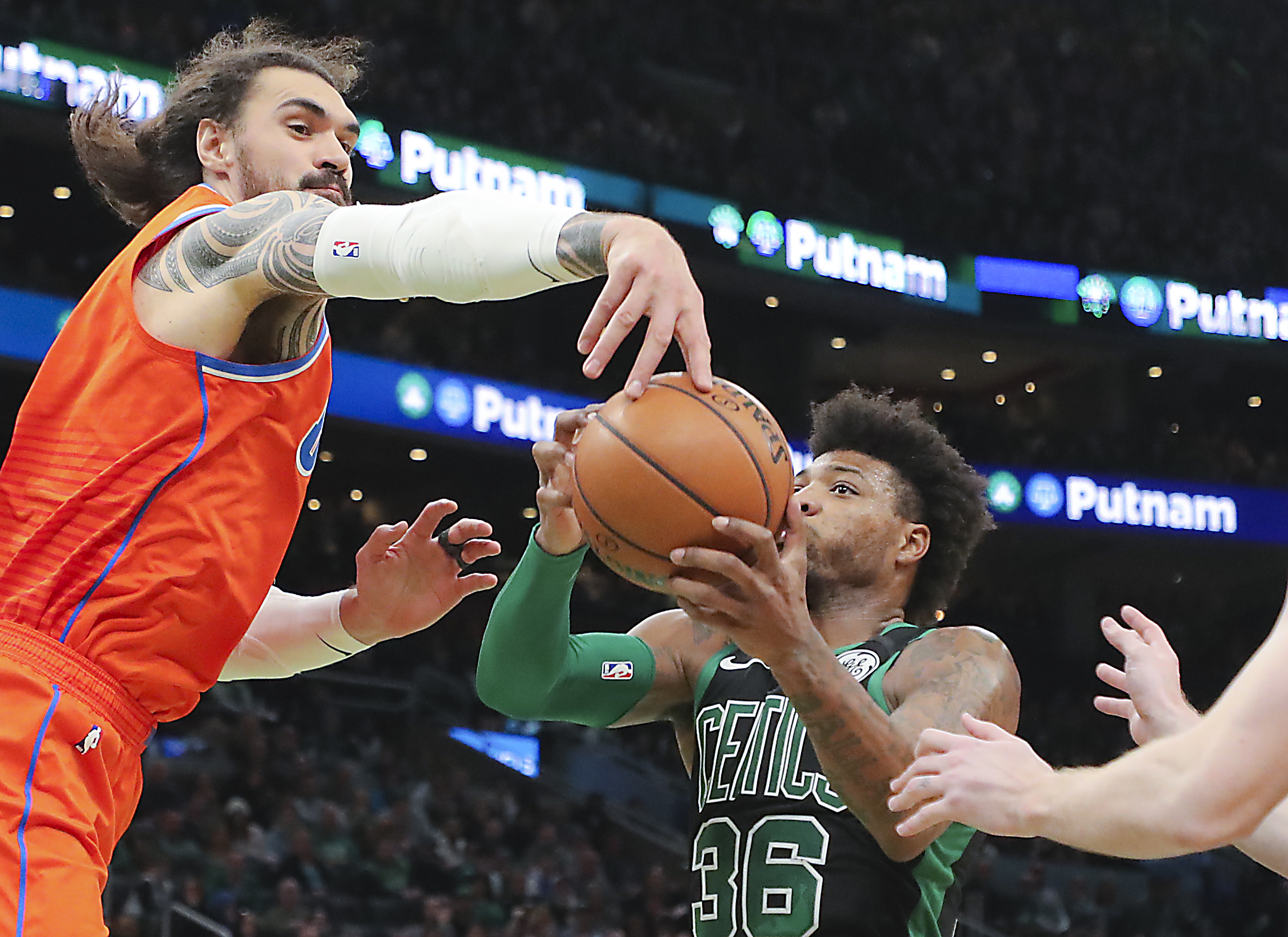 Marcus Smart had 10 rebounds on Sunday, but shot just 7 for 17 and was a minus-14.