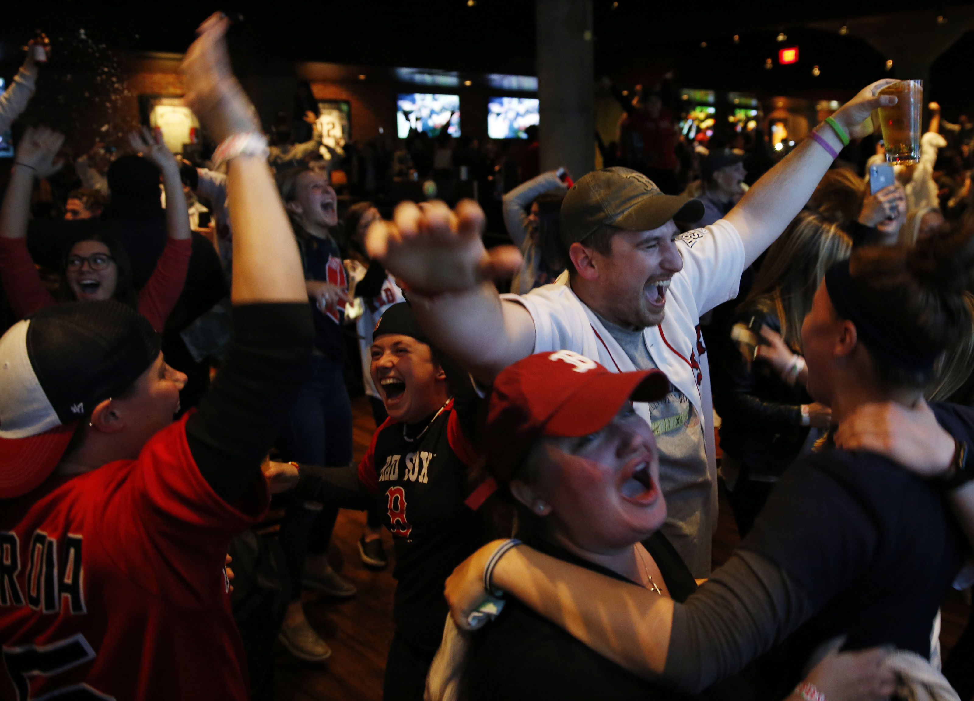 Fans celebrate following the Red Sox World Series victory in 2018.