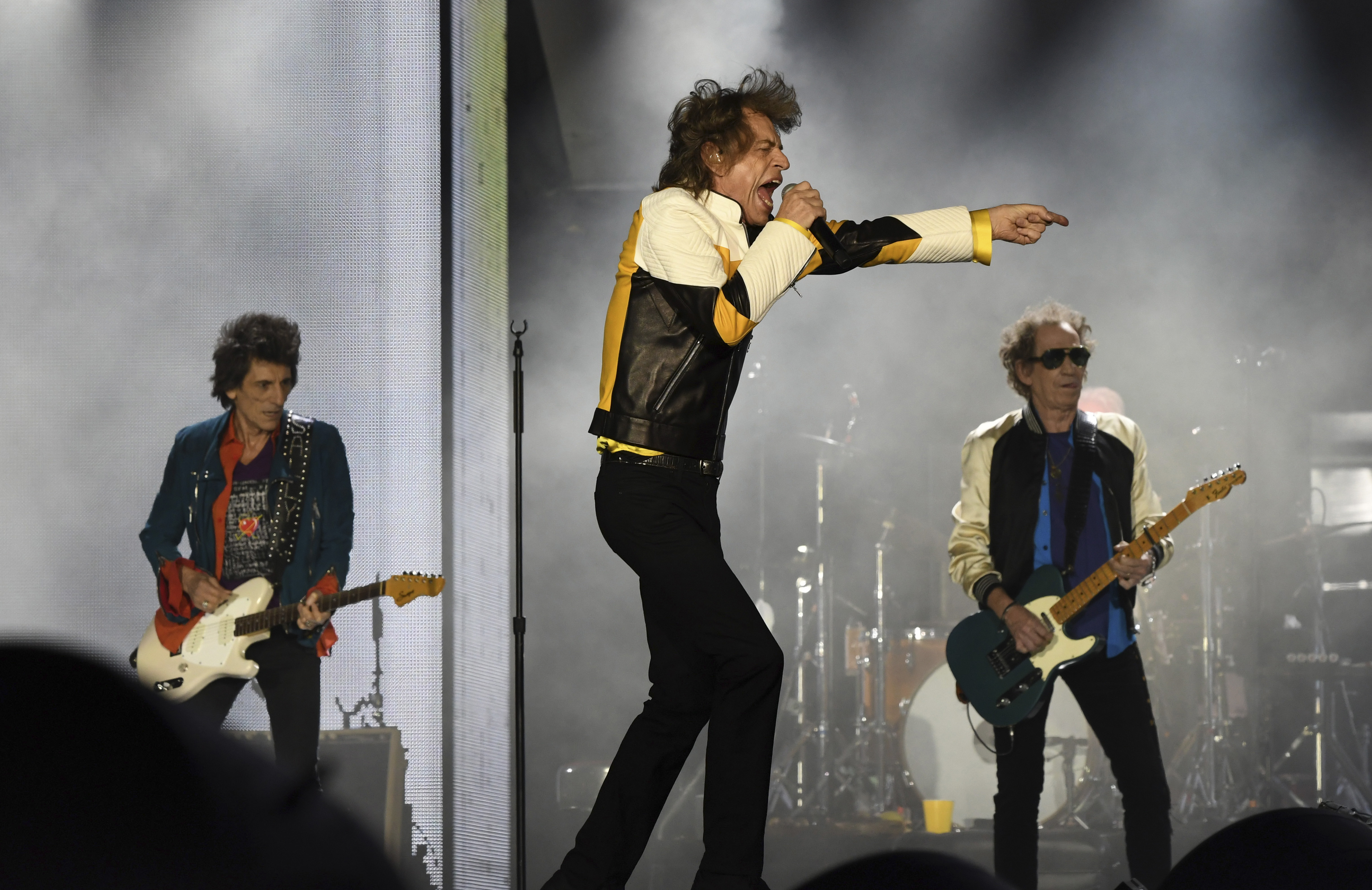 Ron Wood, Mick Jagger, and Keith Richards performed together.