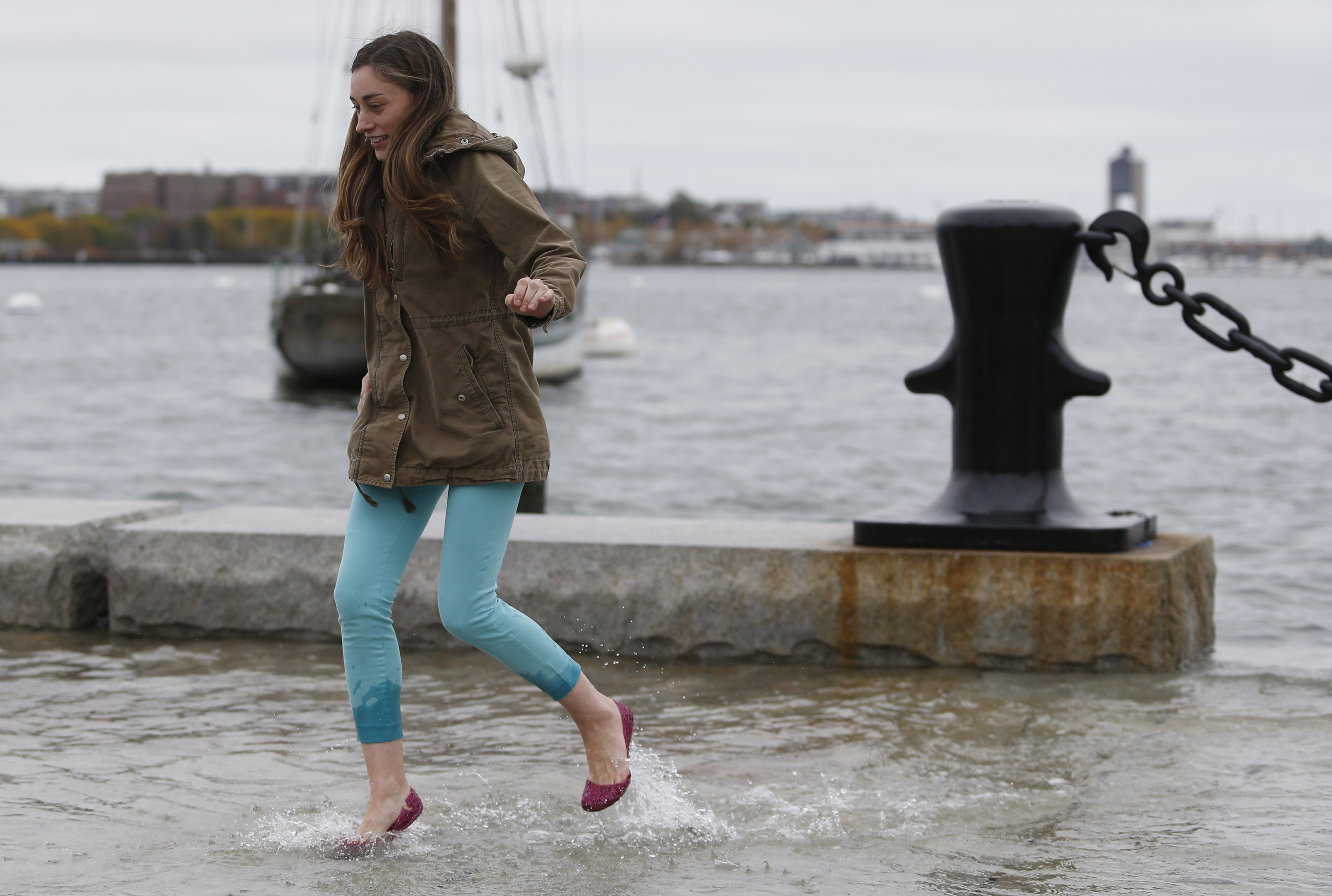 Kristin Poch ran through the water.