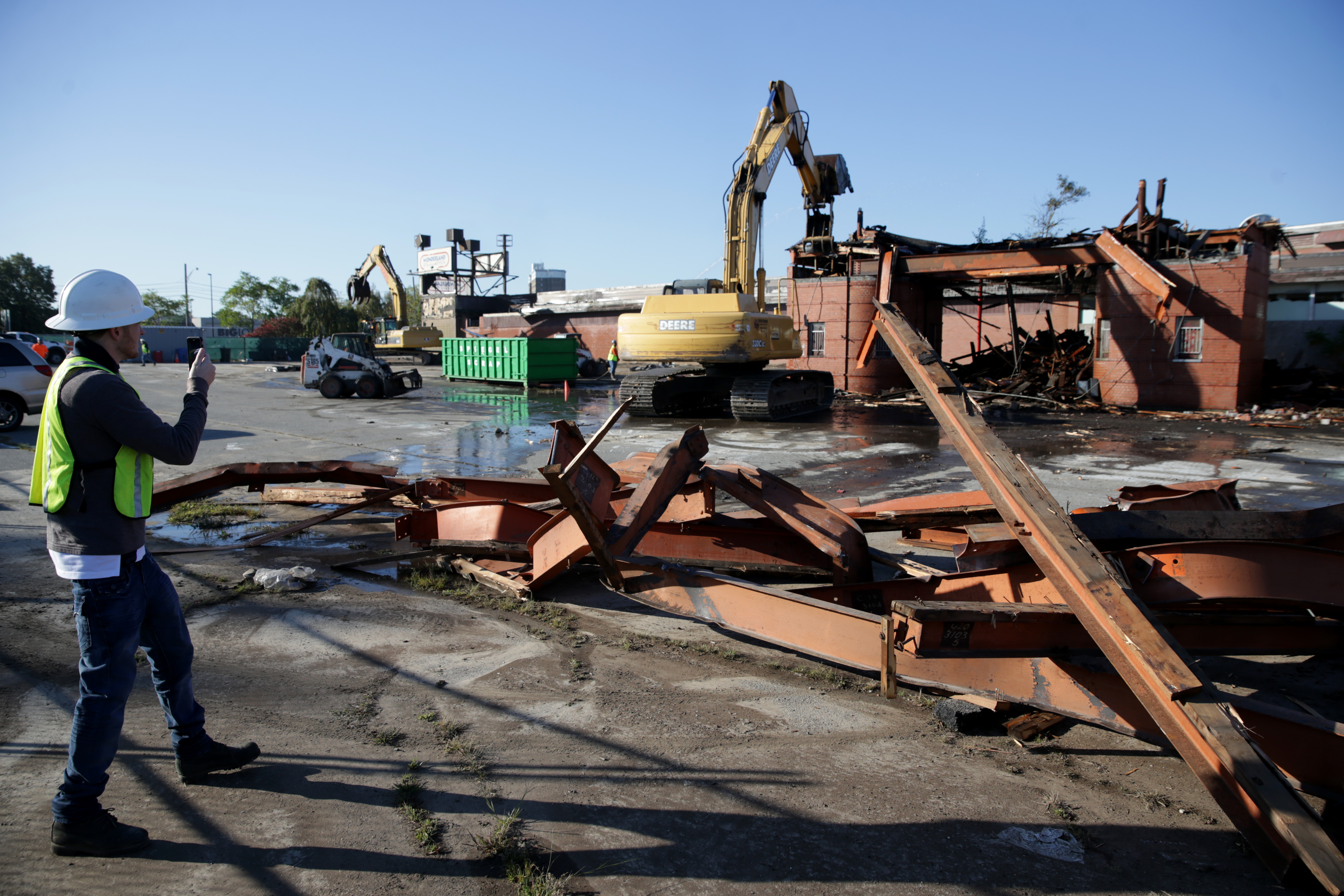 Crews are demolishing the track section by section.