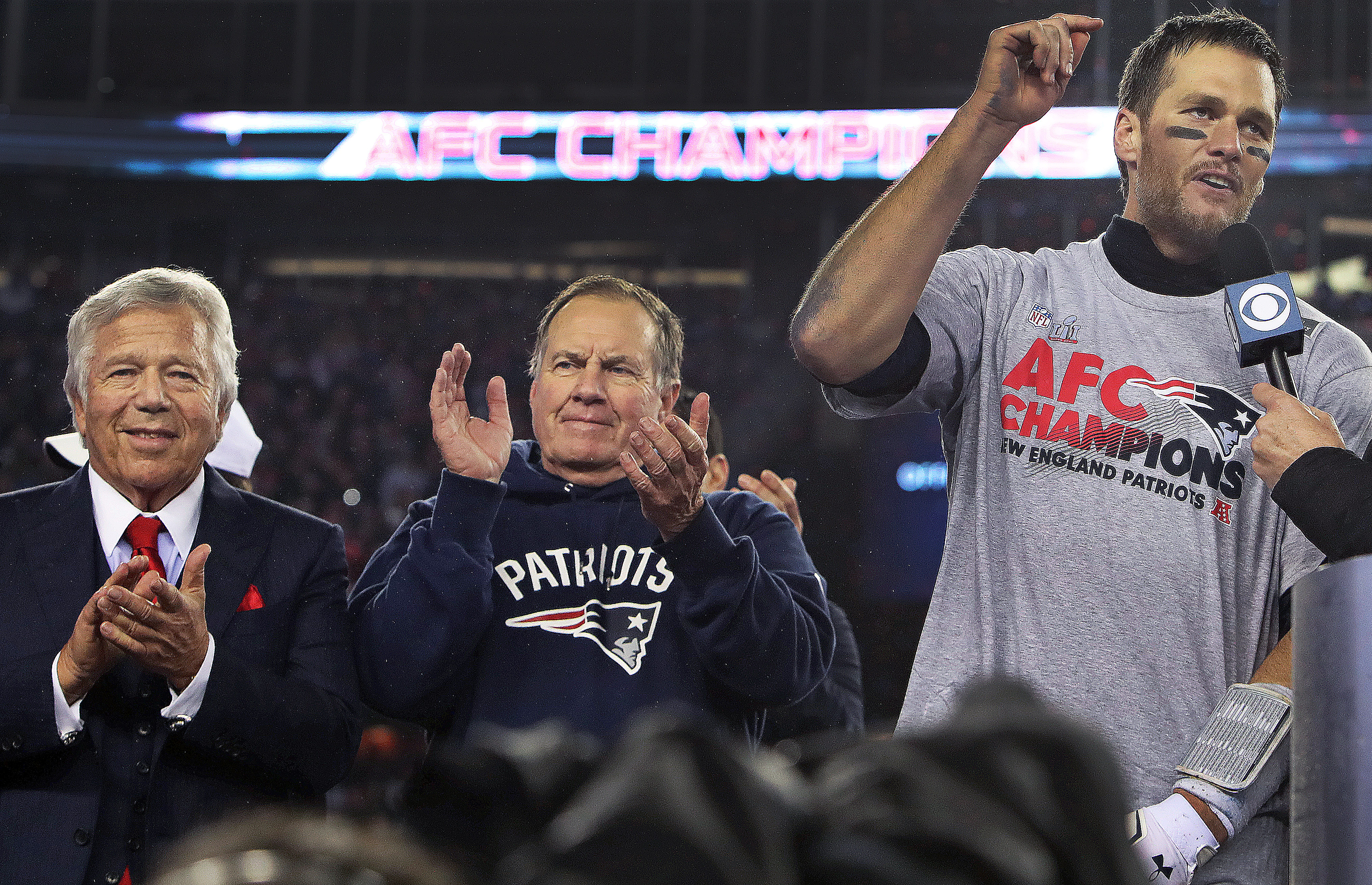 Since joining forces, Robert Kraft, Bill Belichick, and Tom Brady have won six championships and gone to nine Super Bowls.