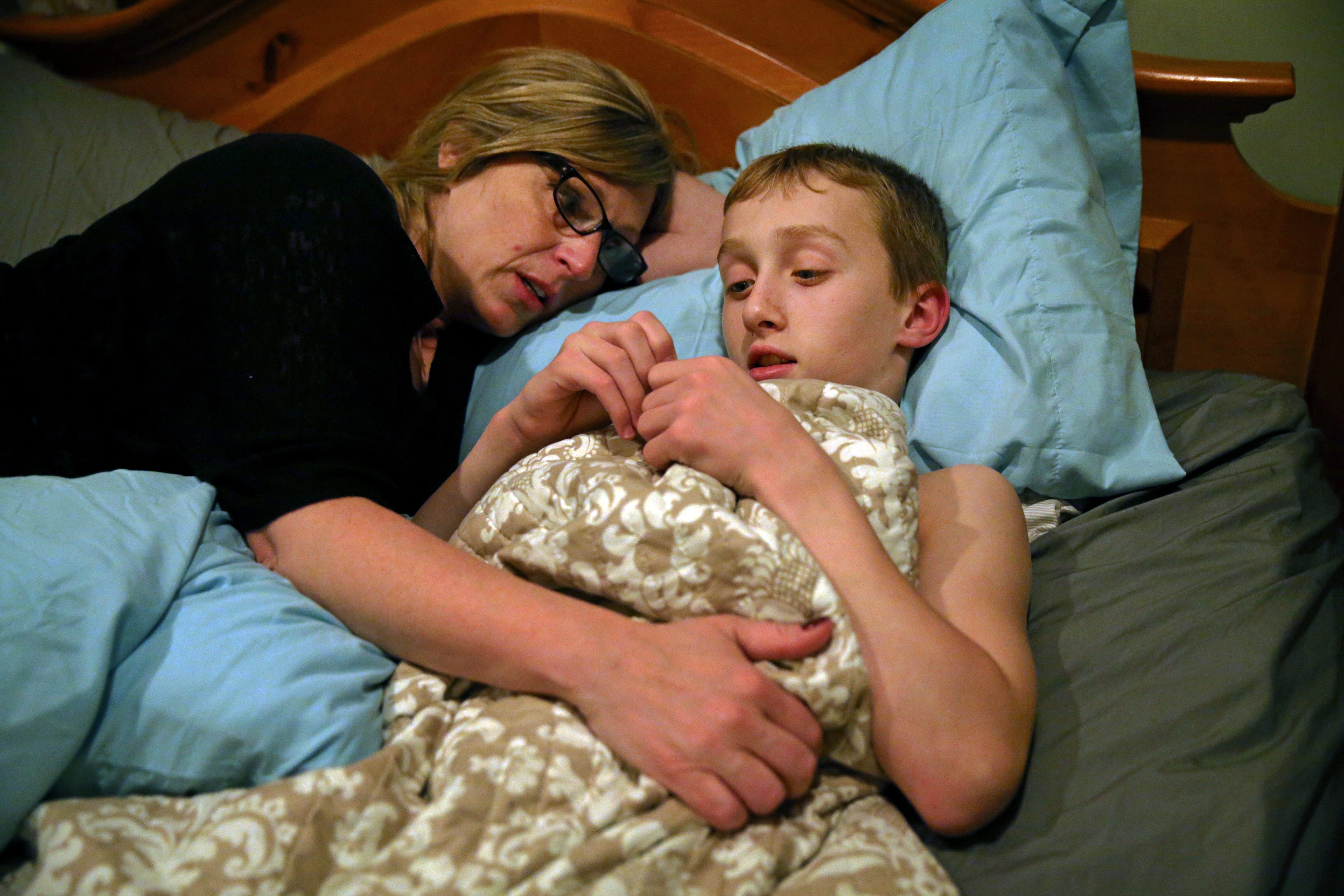Roberta said goodnight to Connor after his 13th birthday party. Earlier, he had a conversation with an imaginary friend of sorts about why he couldn’t move back home. “You’ve been too unsafe,’’ he said. “You could really hurt Mom.’’ But later, in bed, Connor told his mother he really wanted to come home. It’s a familiar conversation. “I tell him that it’s not safe for anyone right now, including him, but when it is, he can come home,” she said.