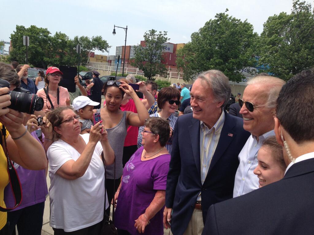 Vice President Joe Biden campaigned with US Senate candidate Edward Markey today.