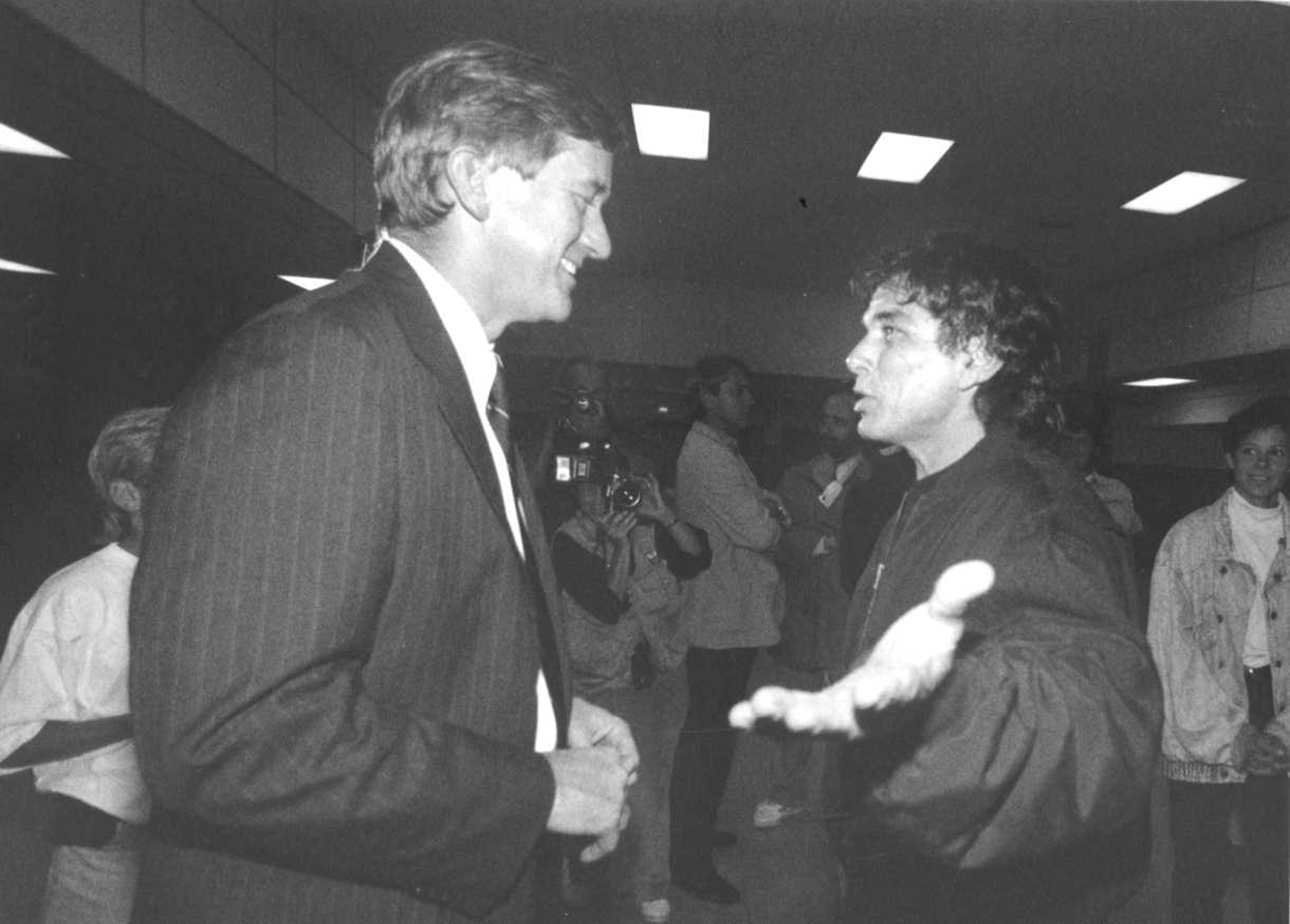 Weld talked with Grateful Dead drummer/percussionist Mickey Hart during a concert break backstage at the Boston Garden in September 1992.