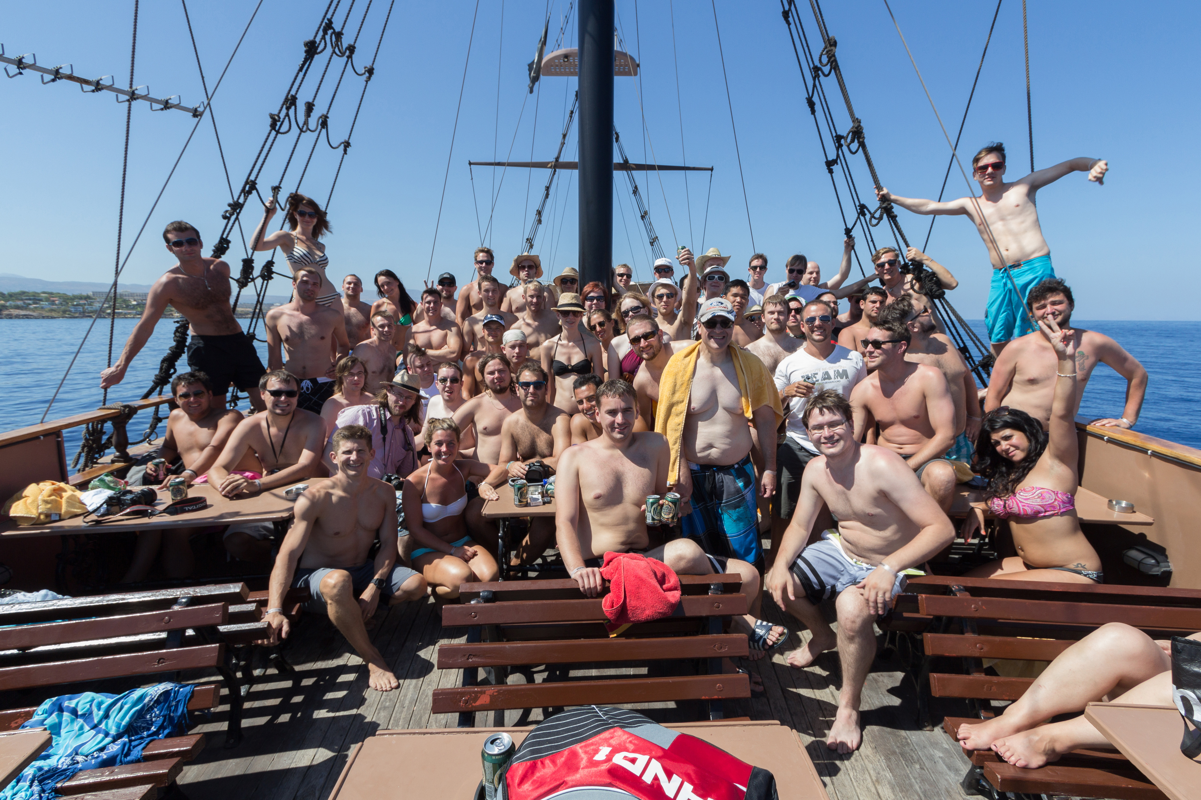 Sixty-four ZeroTurnaround employees took a working vacation to Crete that included a cruise on a vessel decked out like a pirate ship.