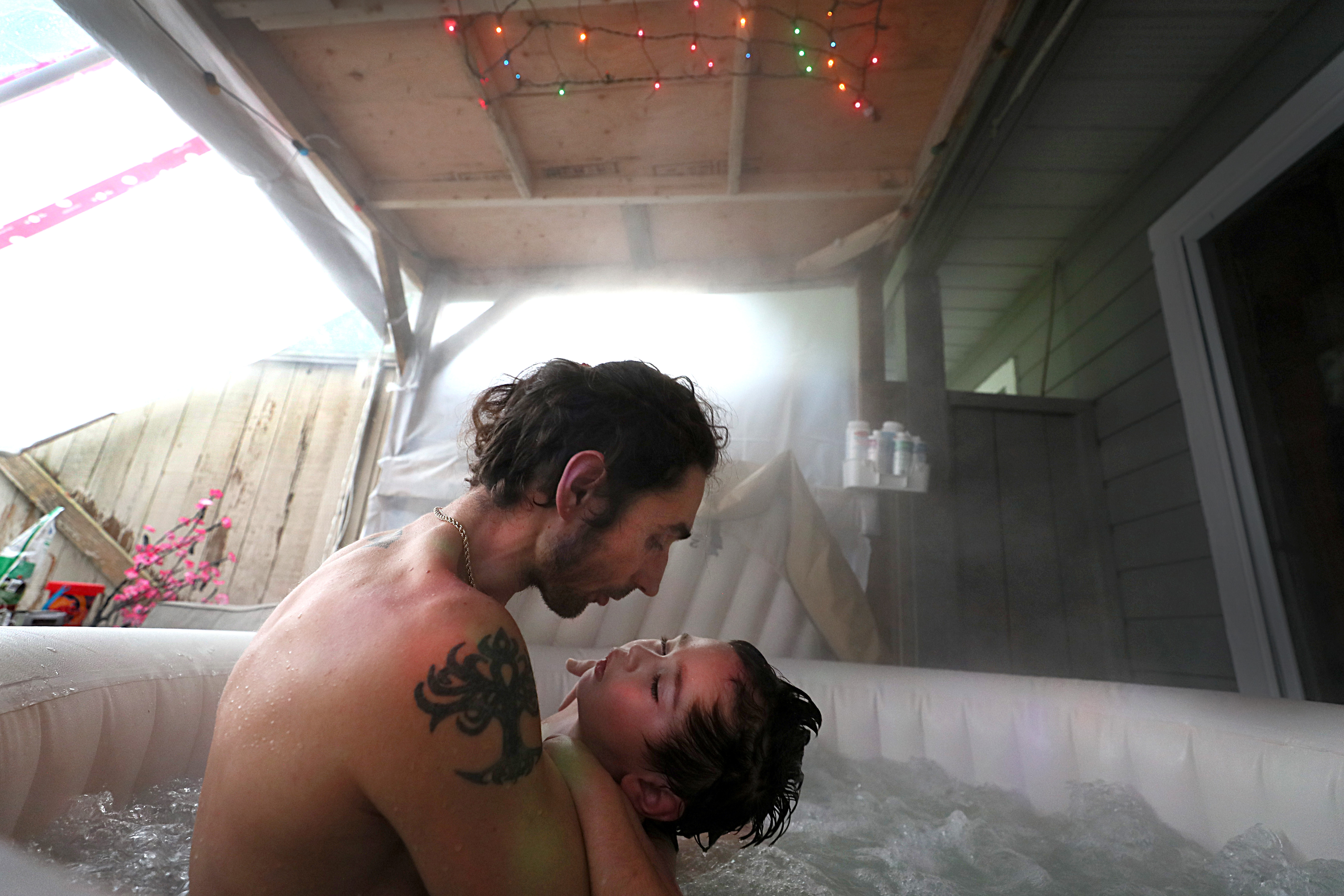 Nathan Parker built an aquatic center for his son Lucas in their home. Nathan said the best days of Lucas’s childhood are behind him. “I still have dreams of him running around here,” said Nathan, but he knows that’s extremely unlikely.